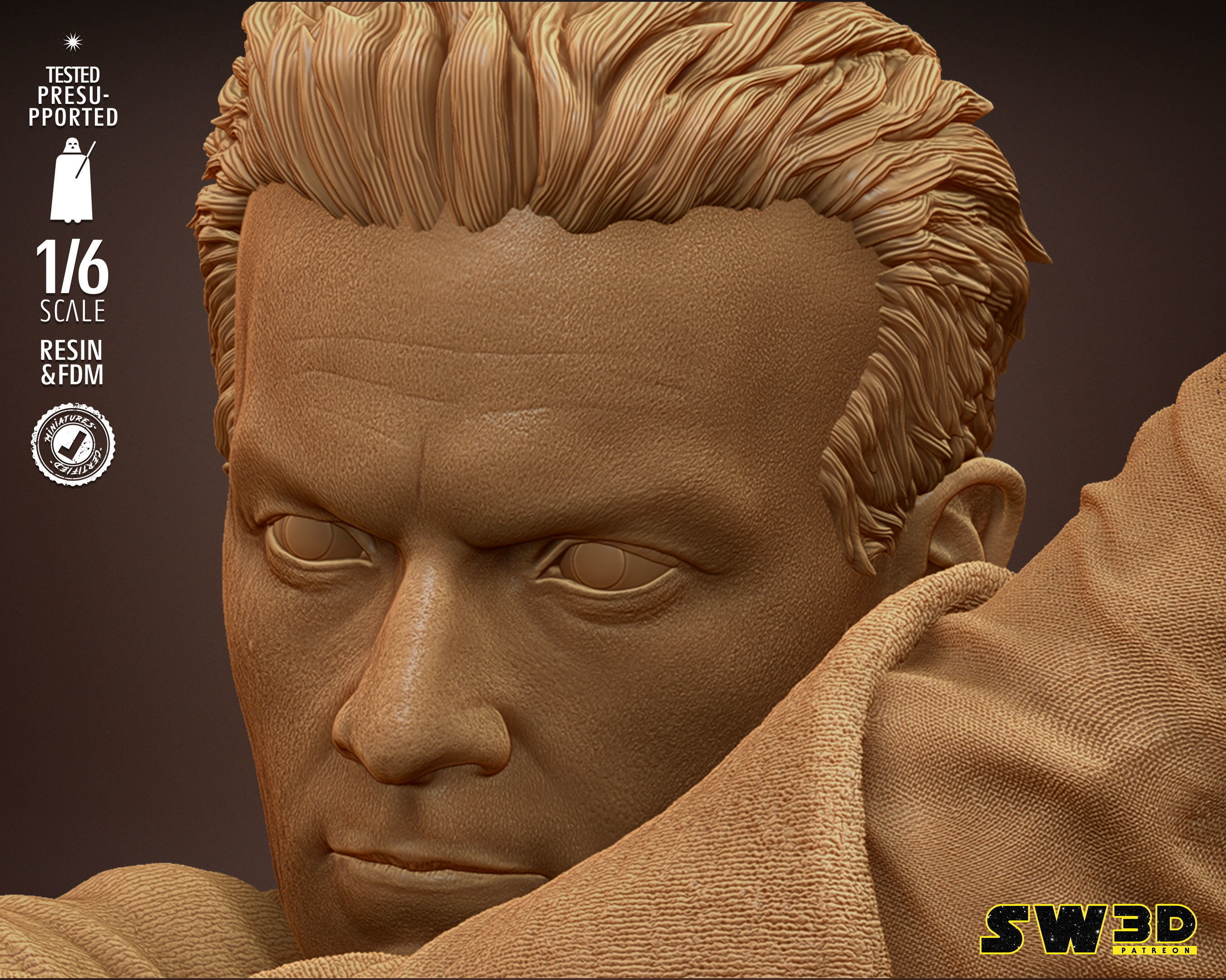 STAR WARS Young Obi Wan Sculpture Tested for 3D printing 3D print model_46