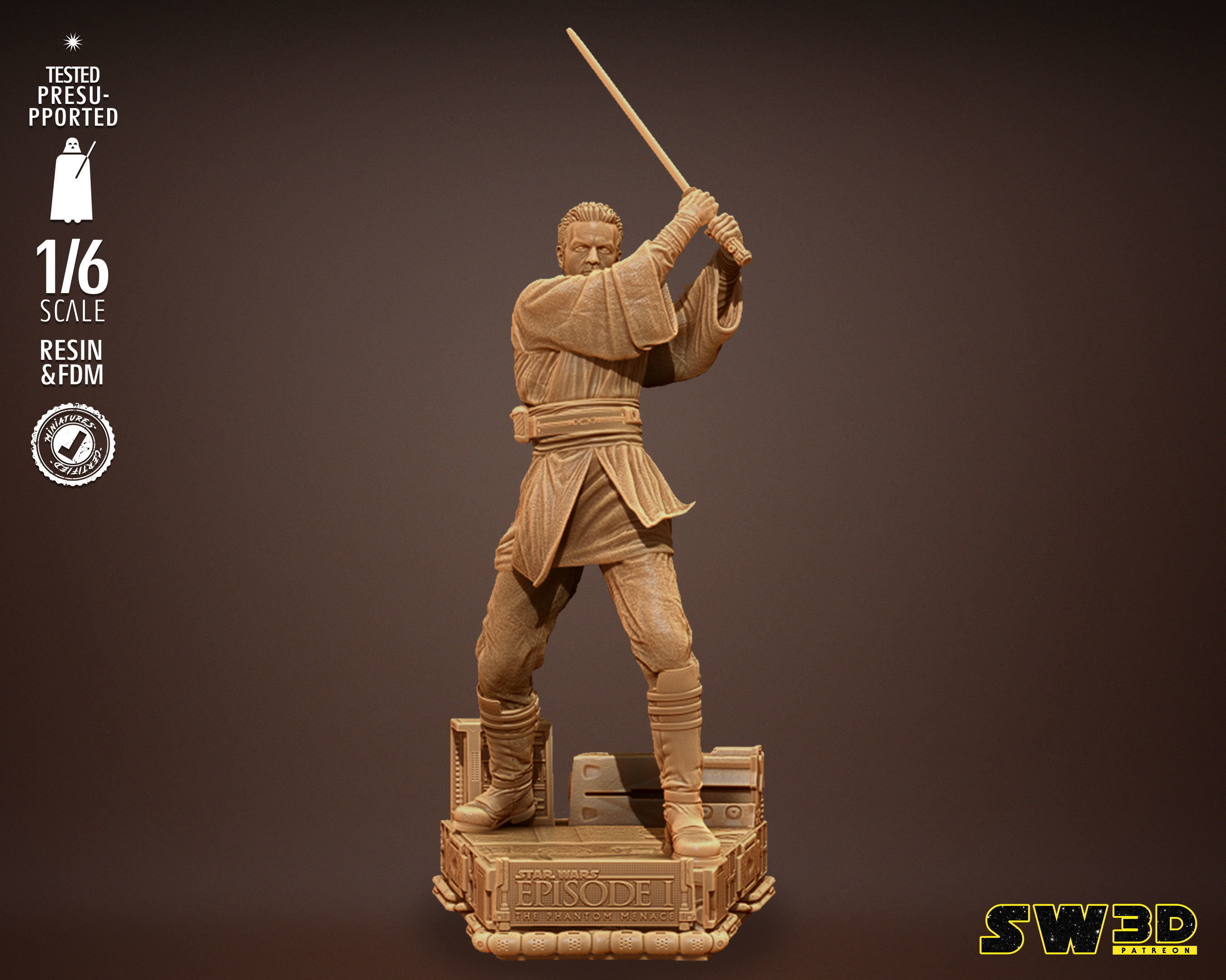 STAR WARS Young Obi Wan Sculpture Tested for 3D printing 3D print model_3