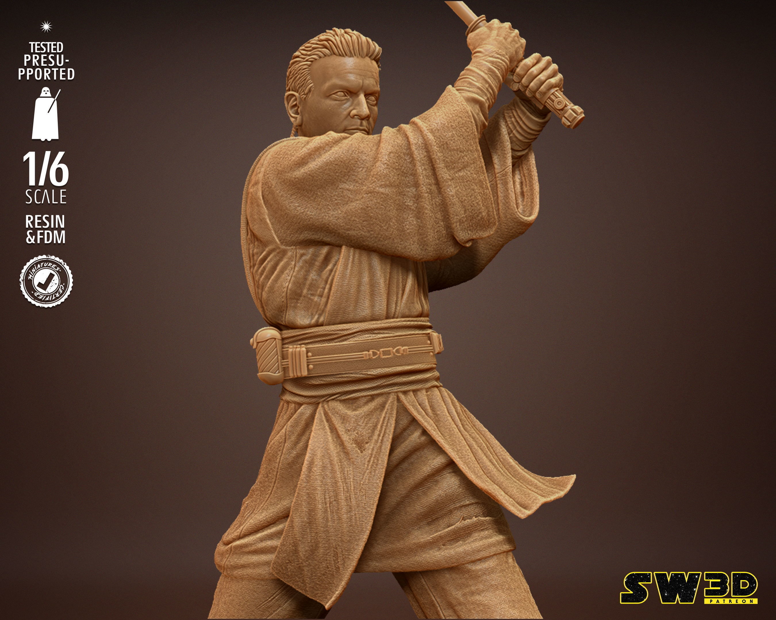 STAR WARS Young Obi Wan Sculpture Tested for 3D printing 3D print model_28