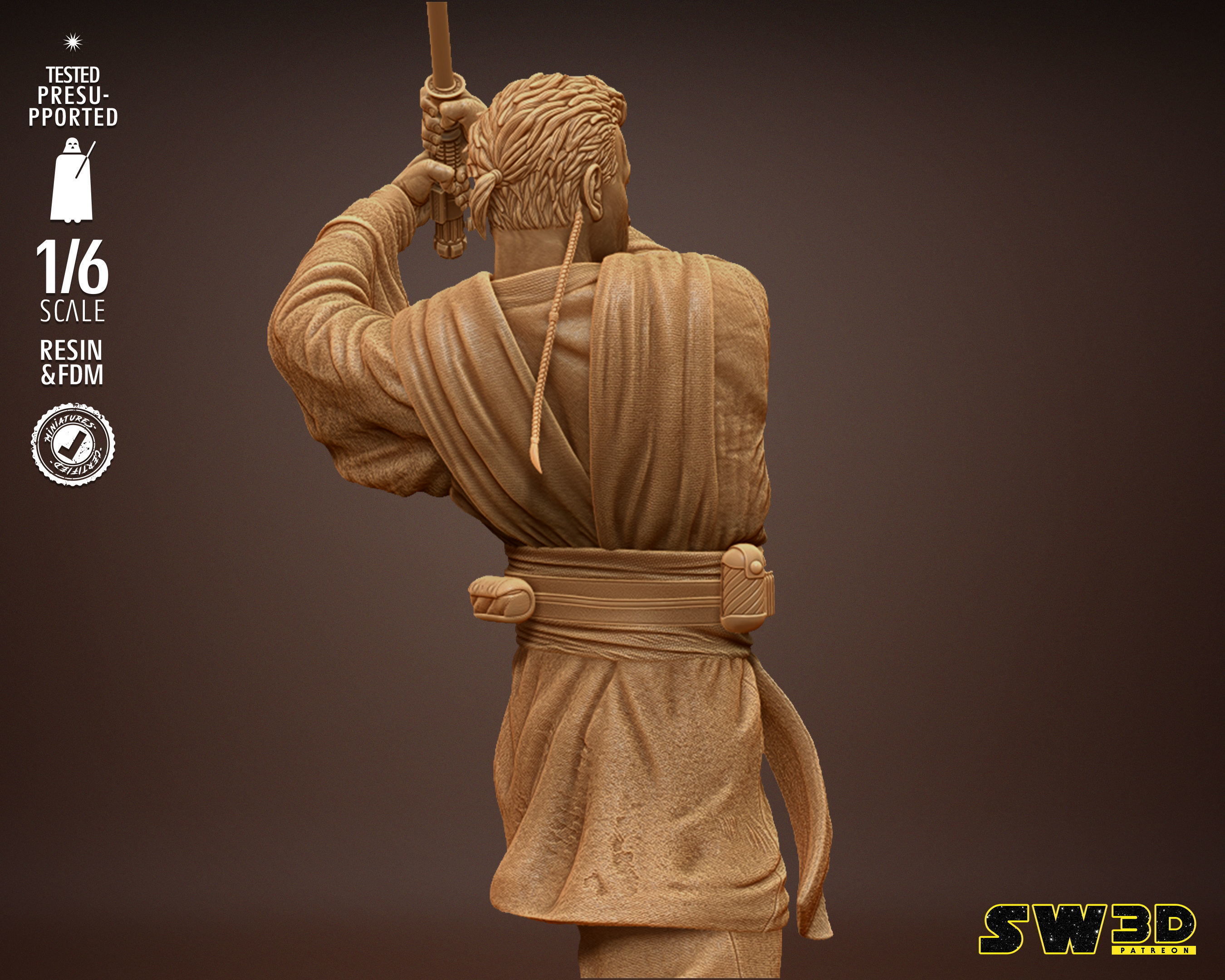 STAR WARS Young Obi Wan Sculpture Tested for 3D printing 3D print model_34
