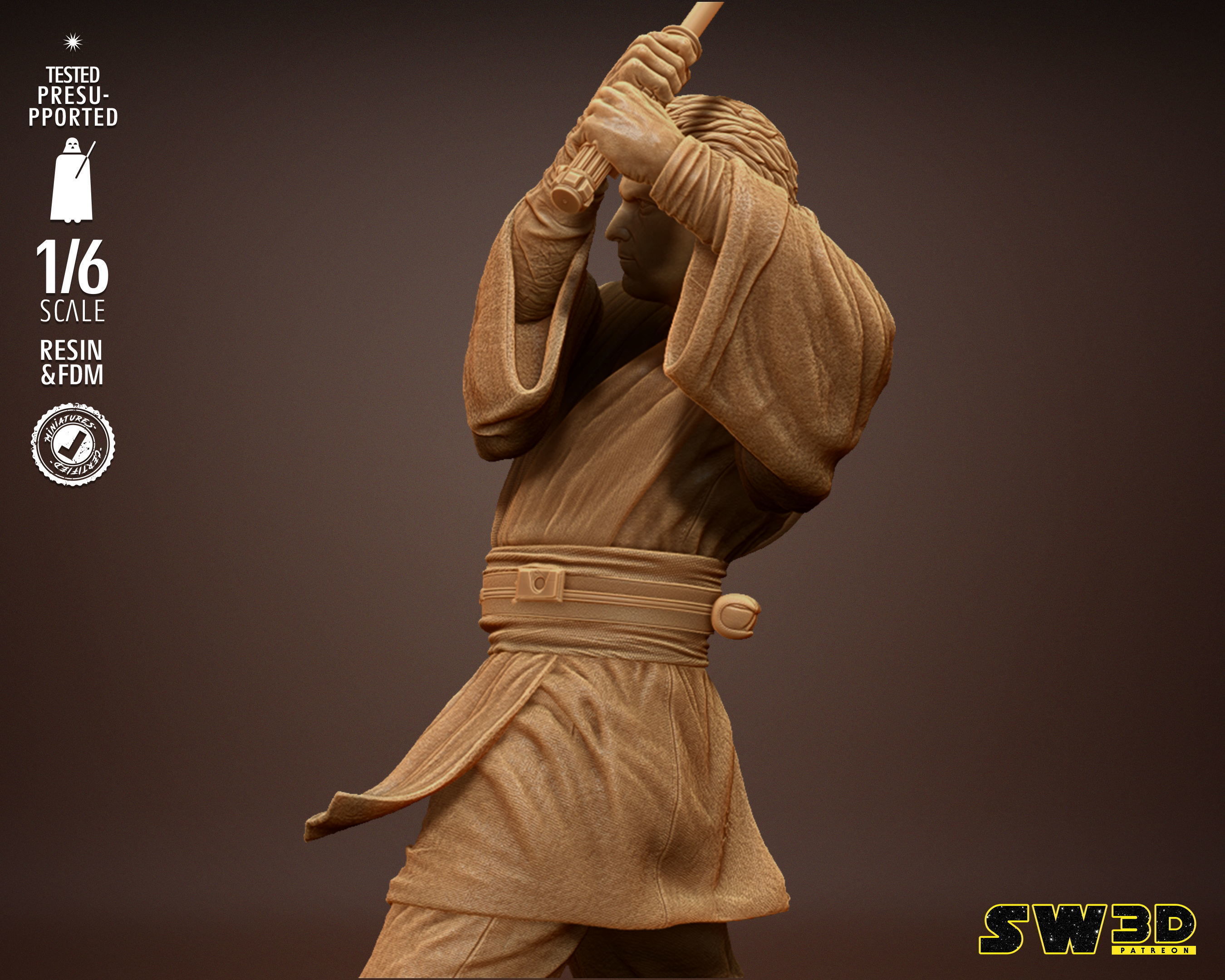 STAR WARS Young Obi Wan Sculpture Tested for 3D printing 3D print model_32
