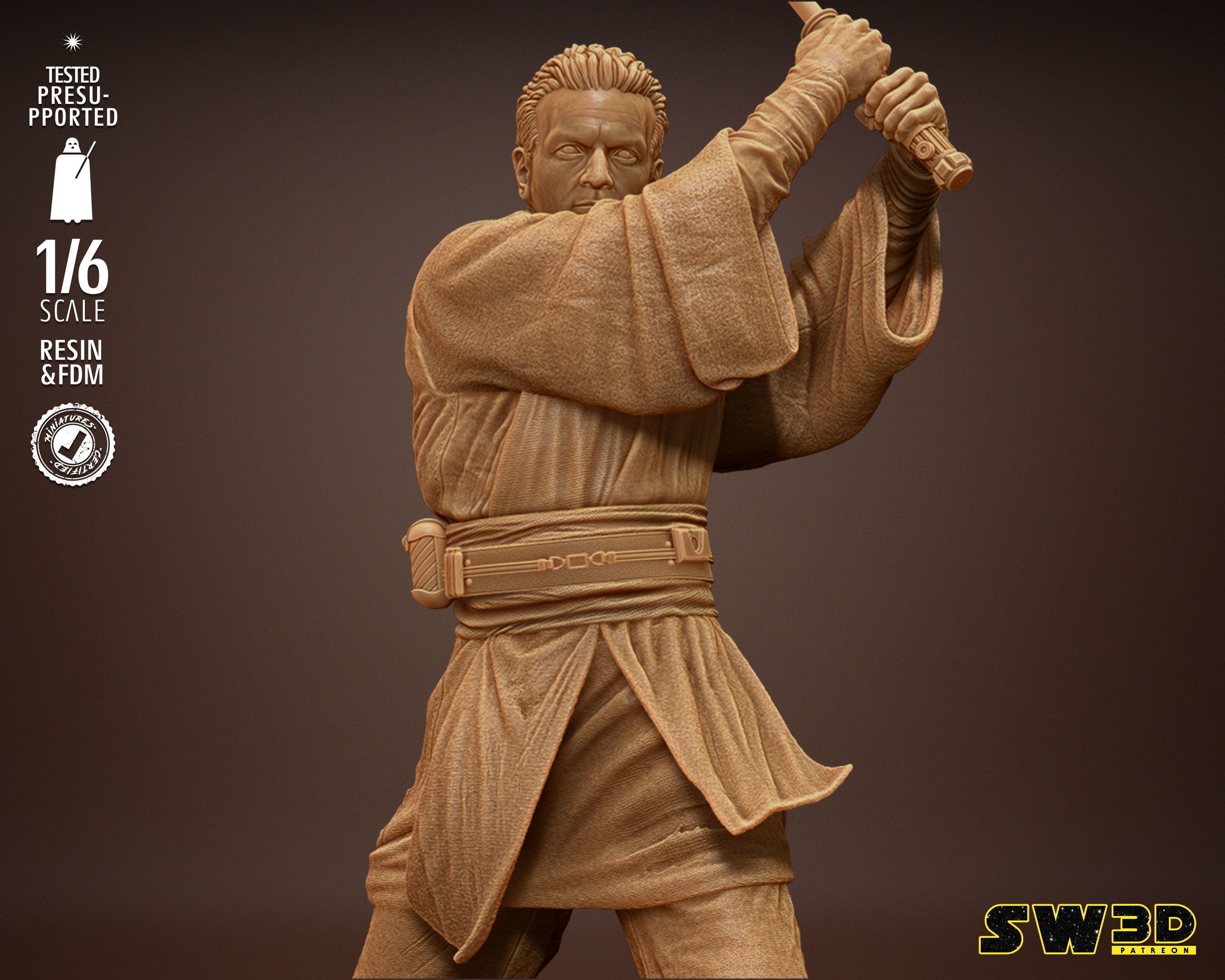 STAR WARS Young Obi Wan Sculpture Tested for 3D printing 3D print model_25