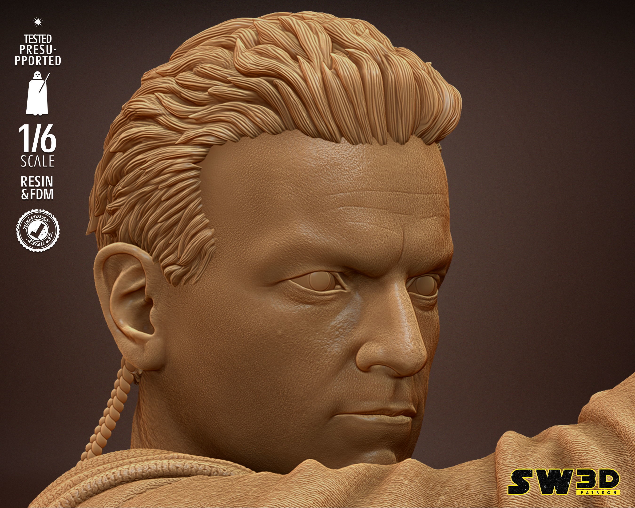 STAR WARS Young Obi Wan Sculpture Tested for 3D printing 3D print model_40
