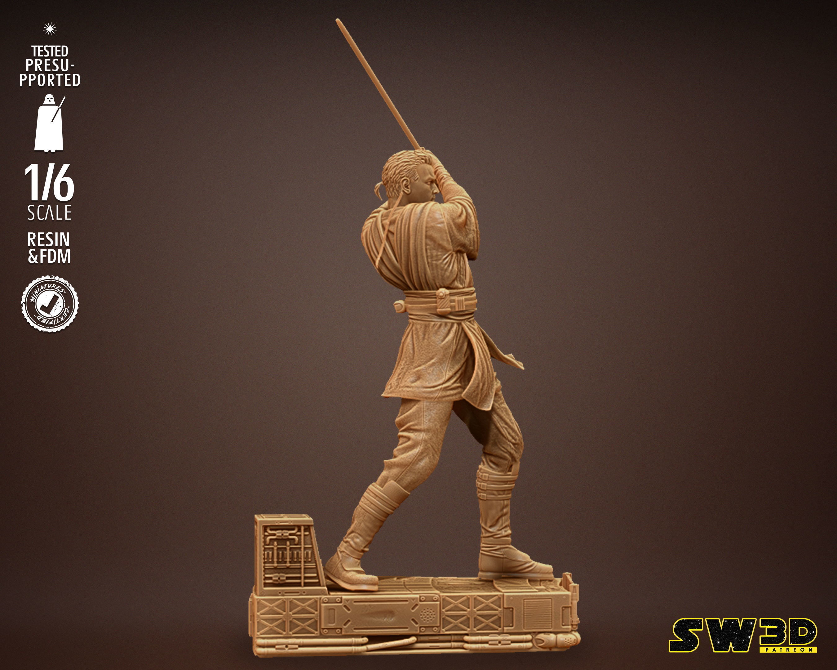 STAR WARS Young Obi Wan Sculpture Tested for 3D printing 3D print model_16