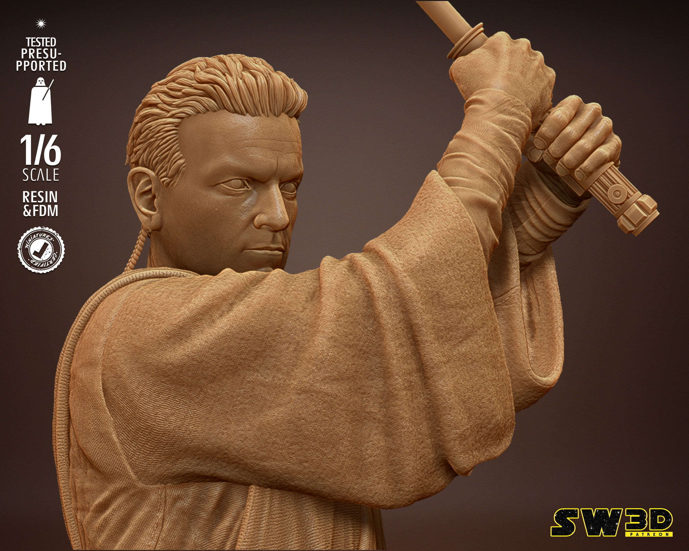 STAR WARS Young Obi Wan Sculpture Tested for 3D printing 3D print model_37
