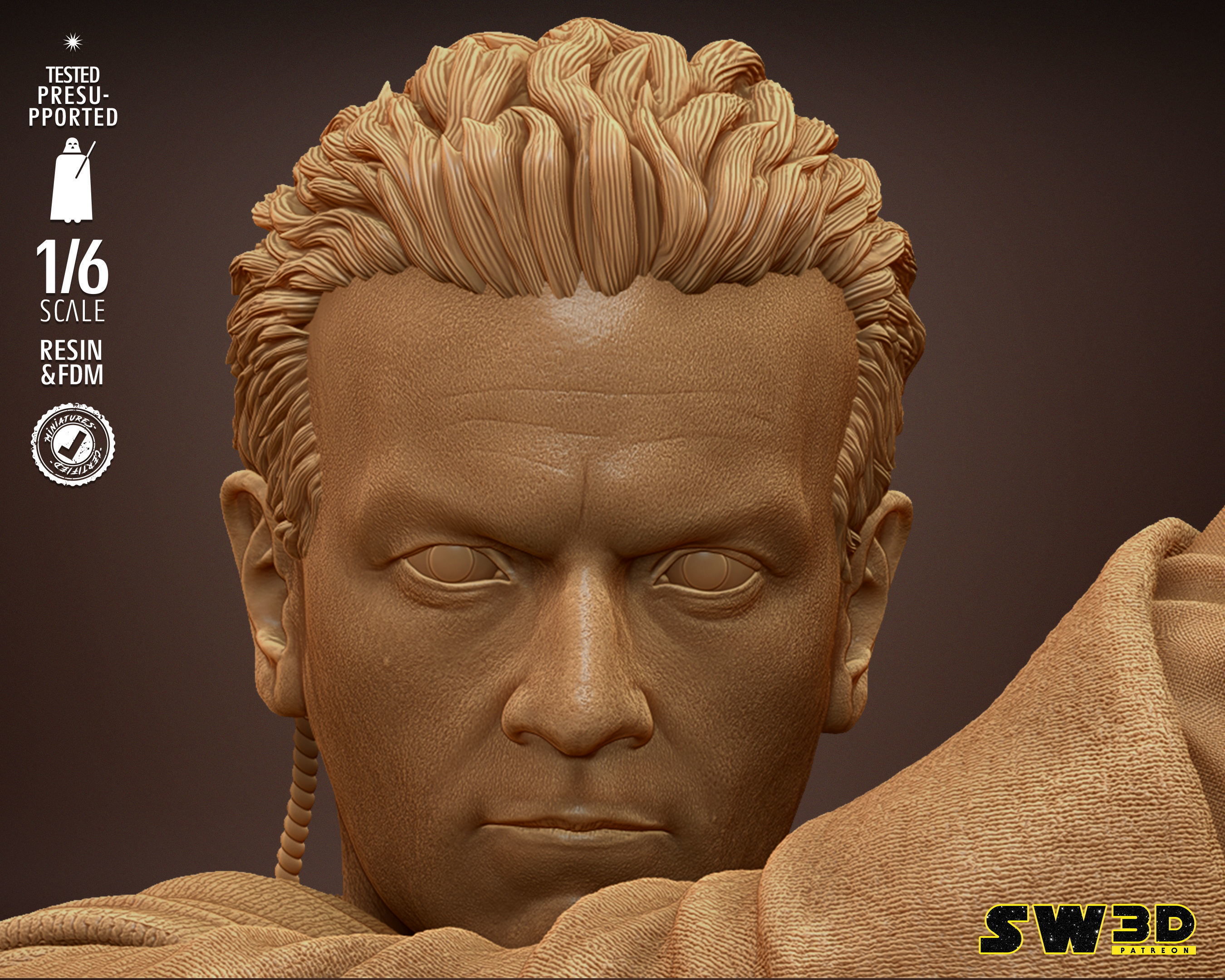 STAR WARS Young Obi Wan Sculpture Tested for 3D printing 3D print model_42