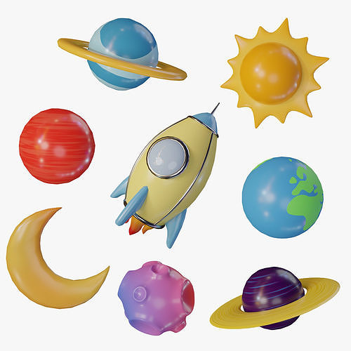 Game ready space pack Low-poly 3D model