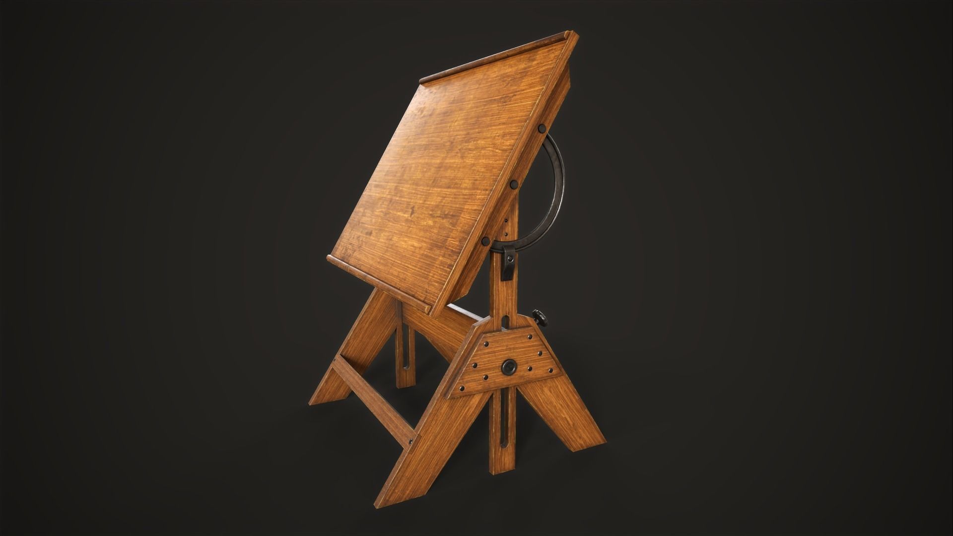 Artist drafting table Low-poly 3D model_3