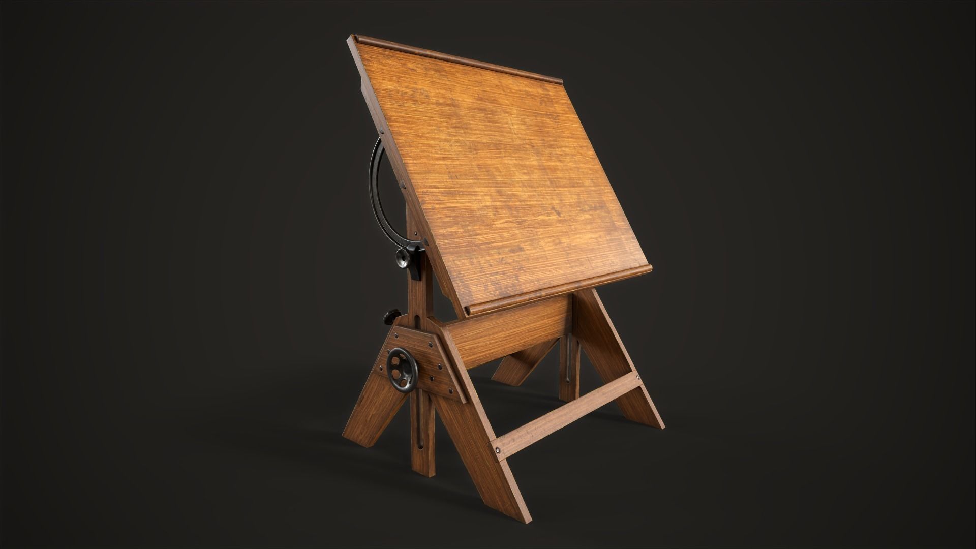 Artist drafting table Low-poly 3D model_2