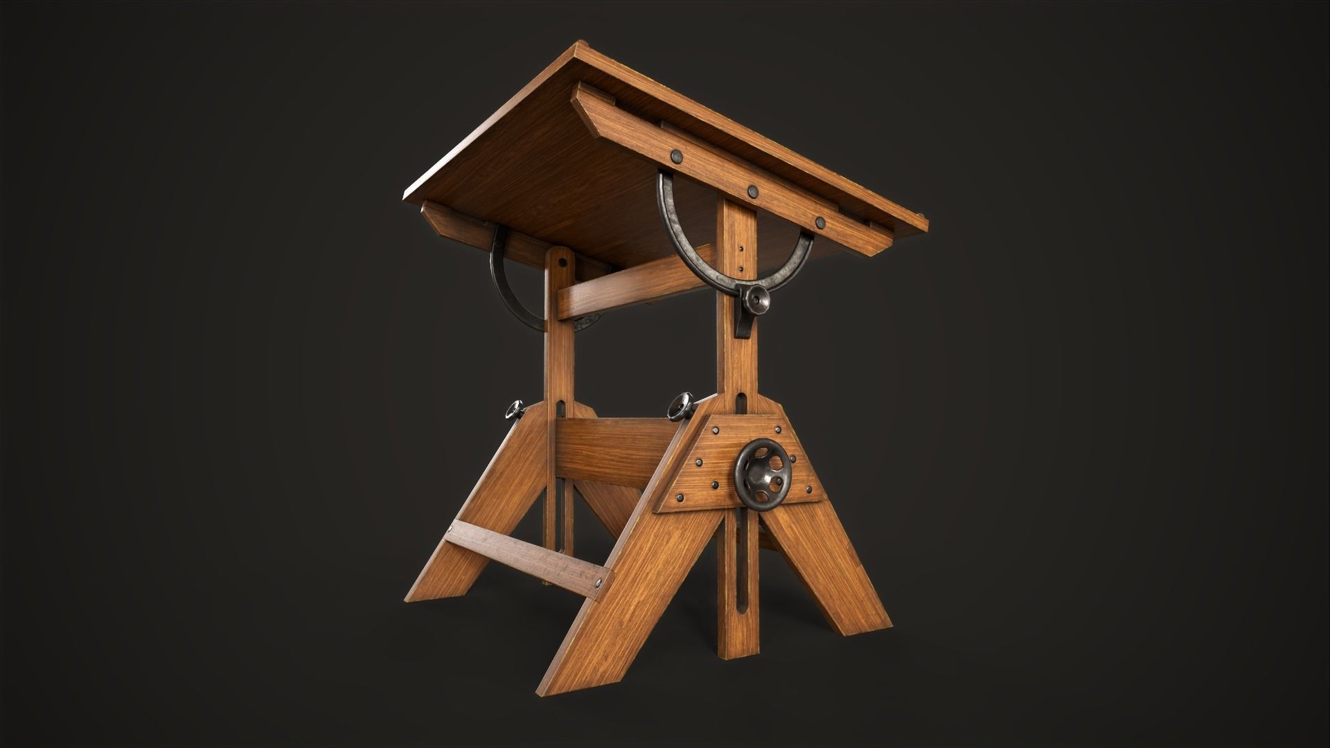 Artist drafting table Low-poly 3D model_11