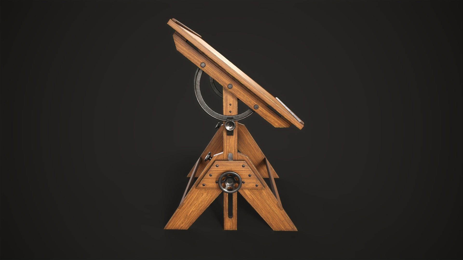 Artist drafting table Low-poly 3D model_7