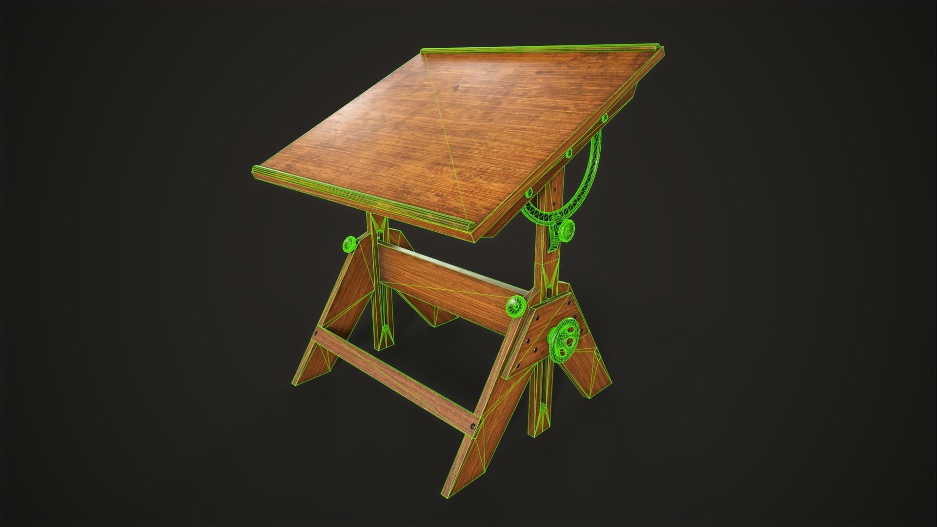 Artist drafting table Low-poly 3D model_12