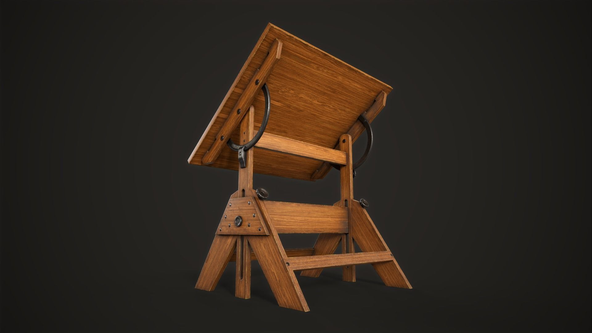 Artist drafting table Low-poly 3D model_10
