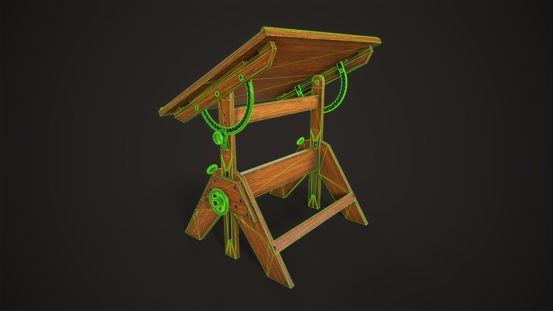 Artist drafting table Low-poly 3D model_14