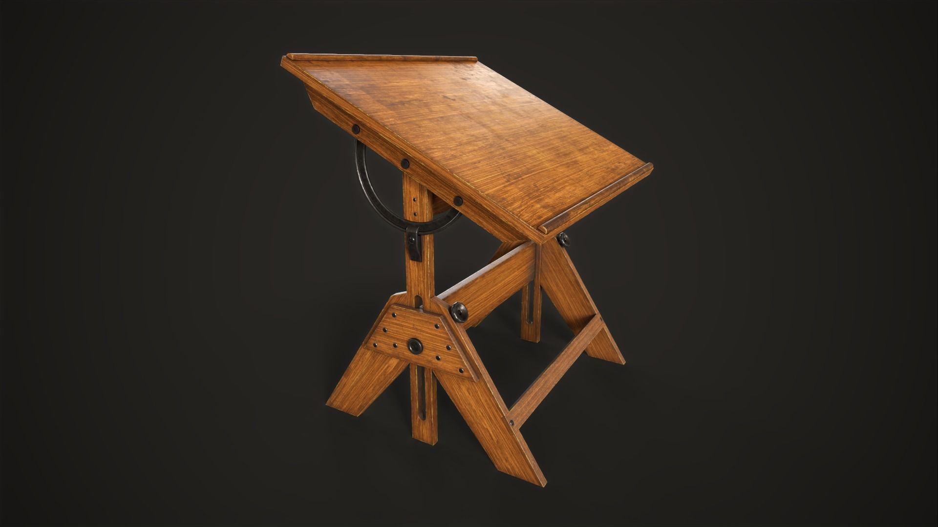 Artist drafting table Low-poly 3D model_1