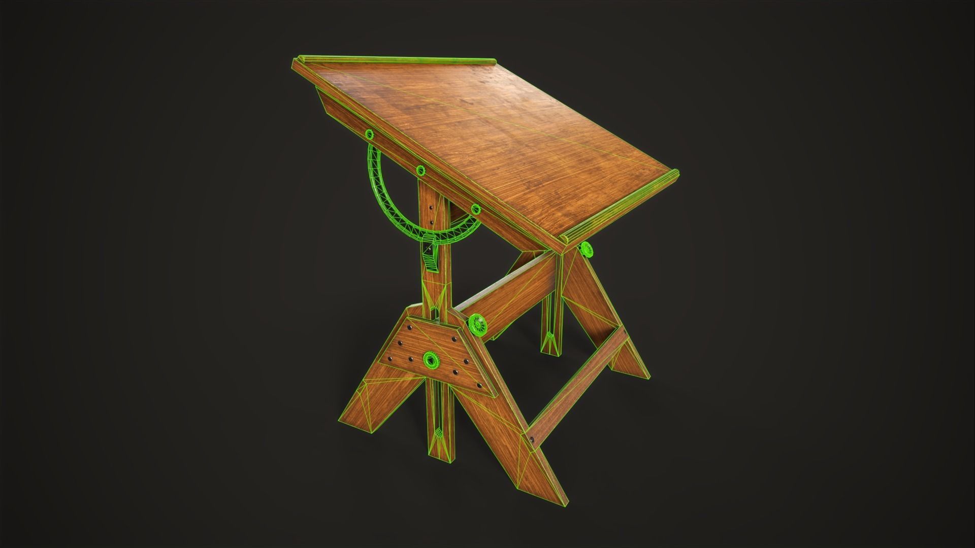 Artist drafting table Low-poly 3D model_13