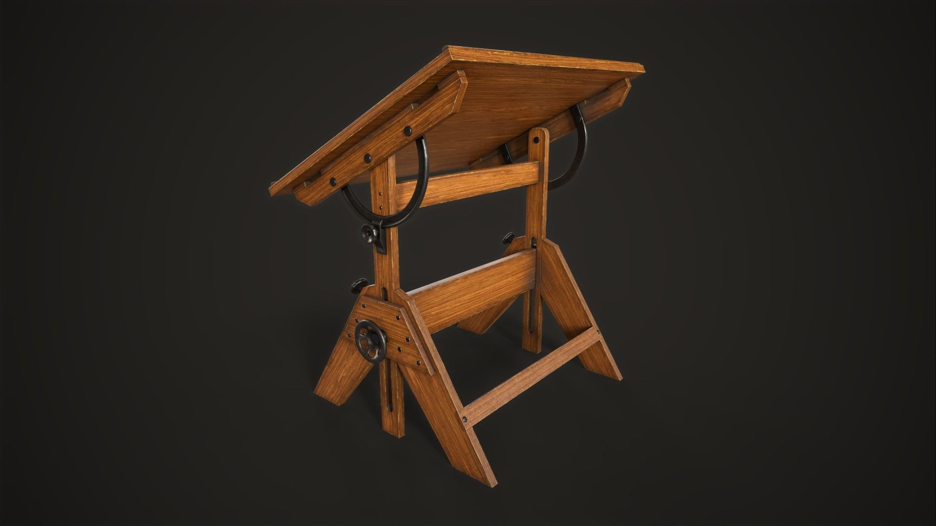 Artist drafting table Low-poly 3D model_4