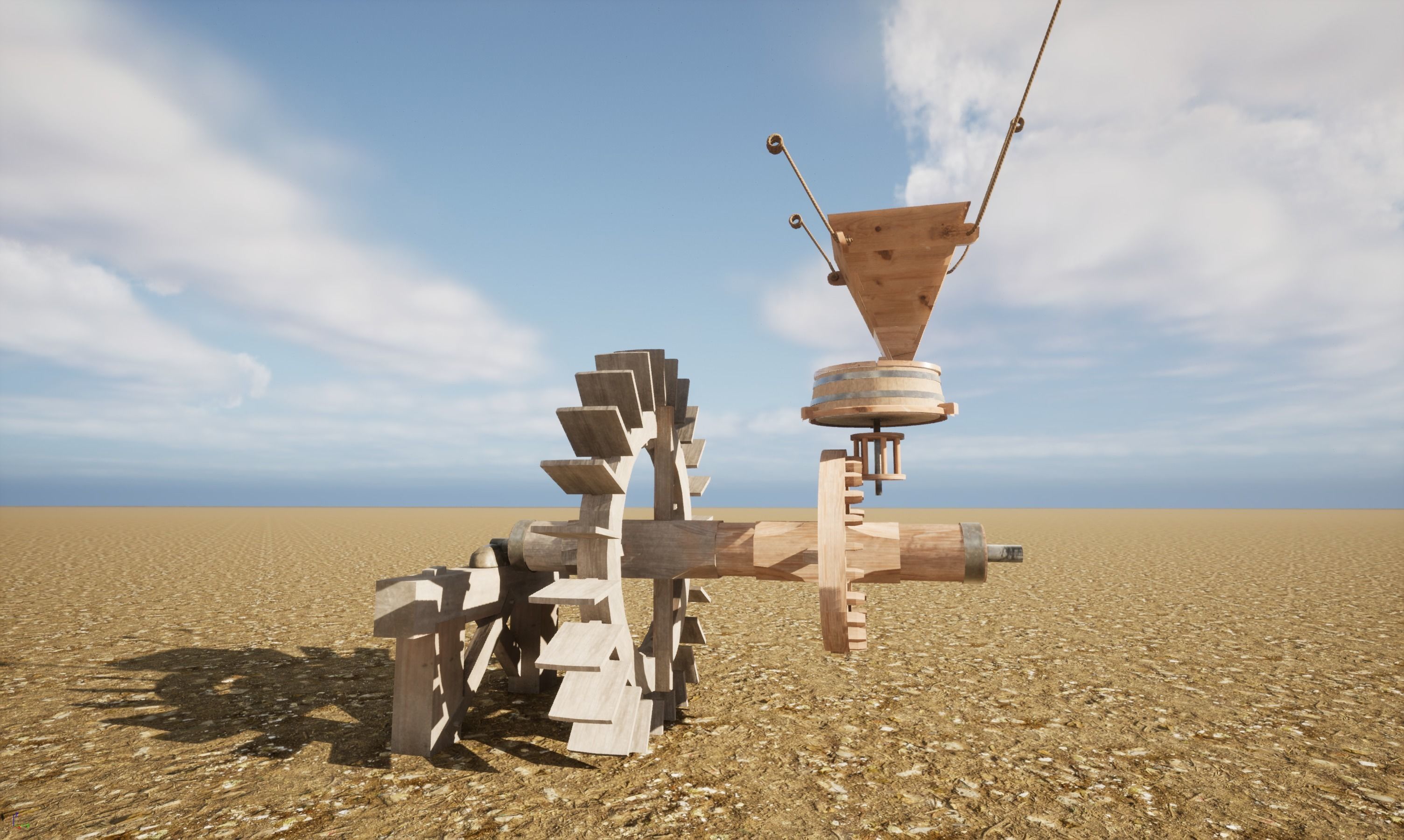 Enterable small early medieval watermill Low-poly 3D model_44