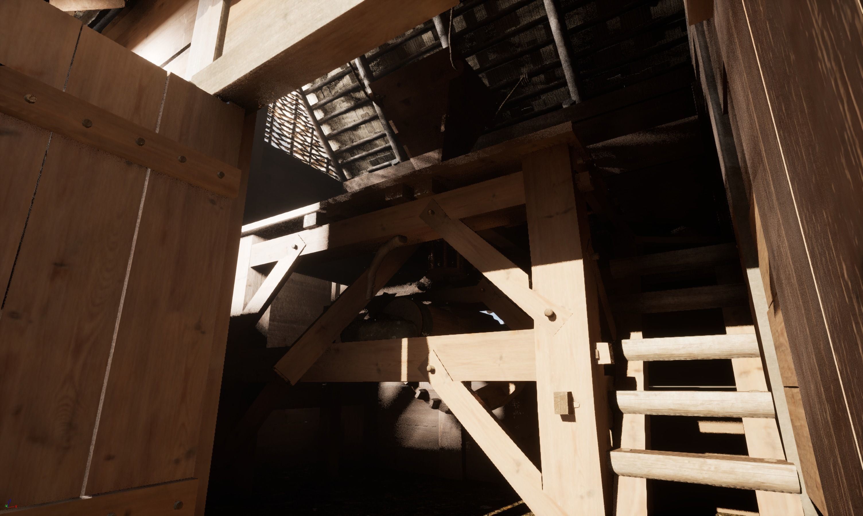 Enterable small early medieval watermill Low-poly 3D model_15