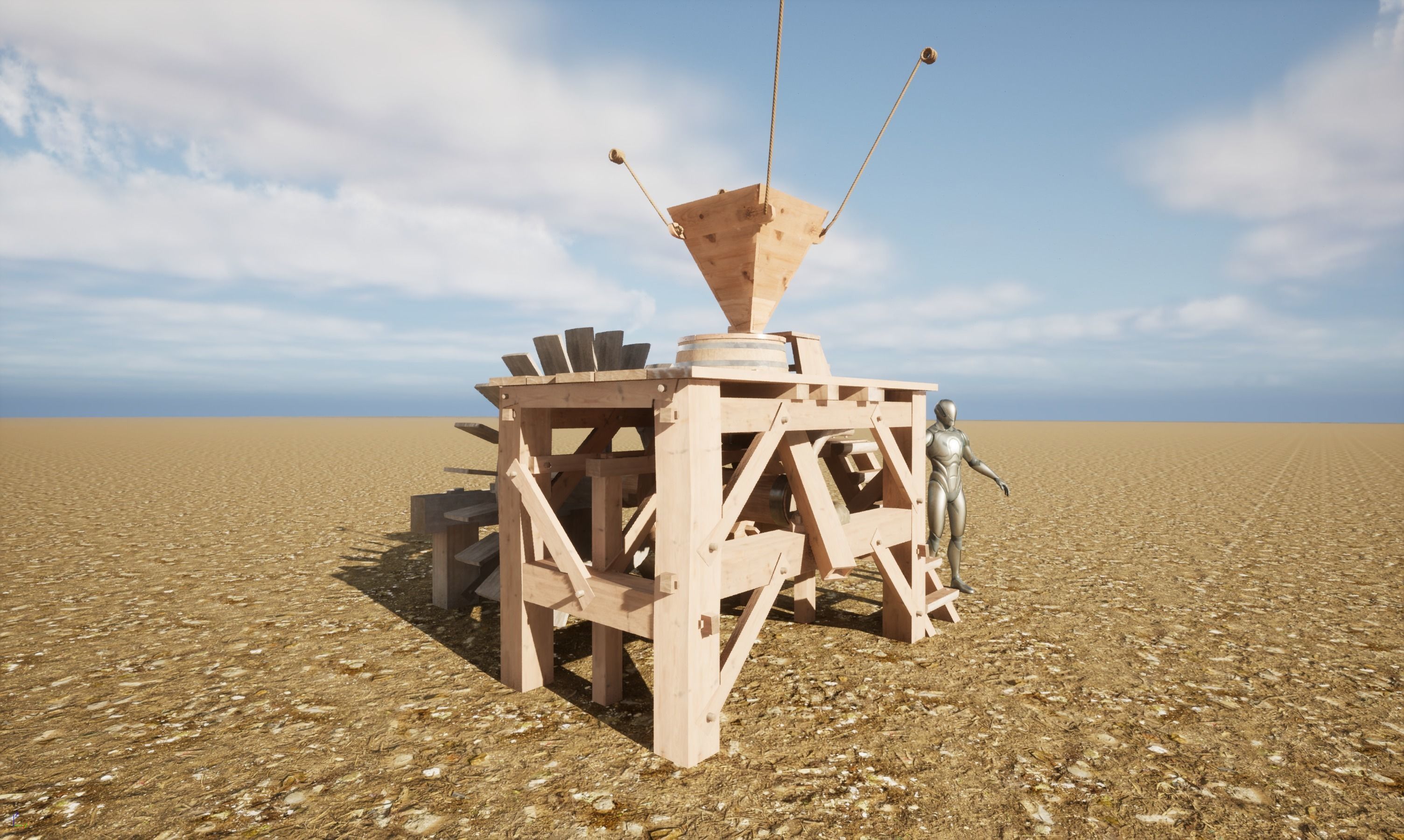 Enterable small early medieval watermill Low-poly 3D model_42