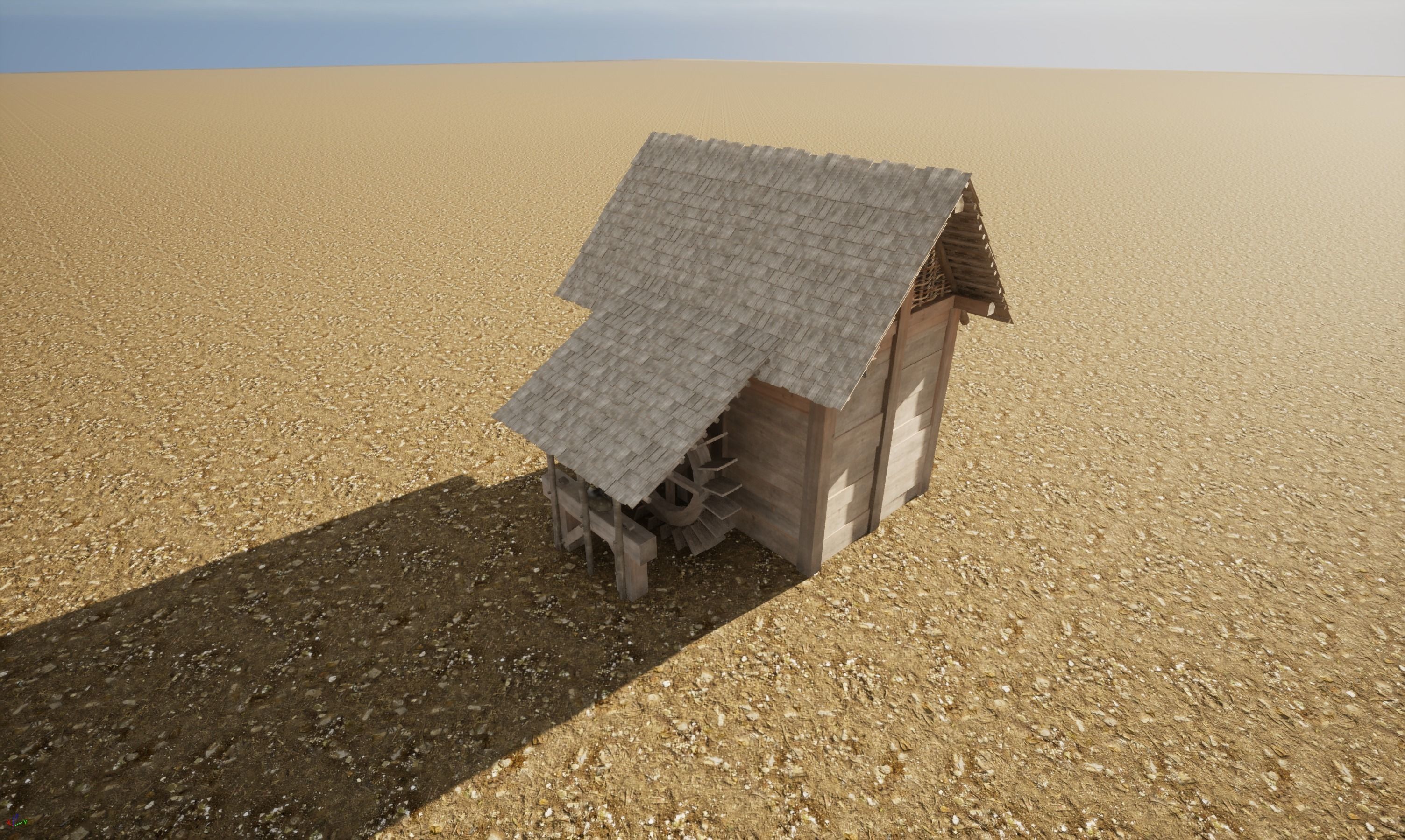 Enterable small early medieval watermill Low-poly 3D model_34