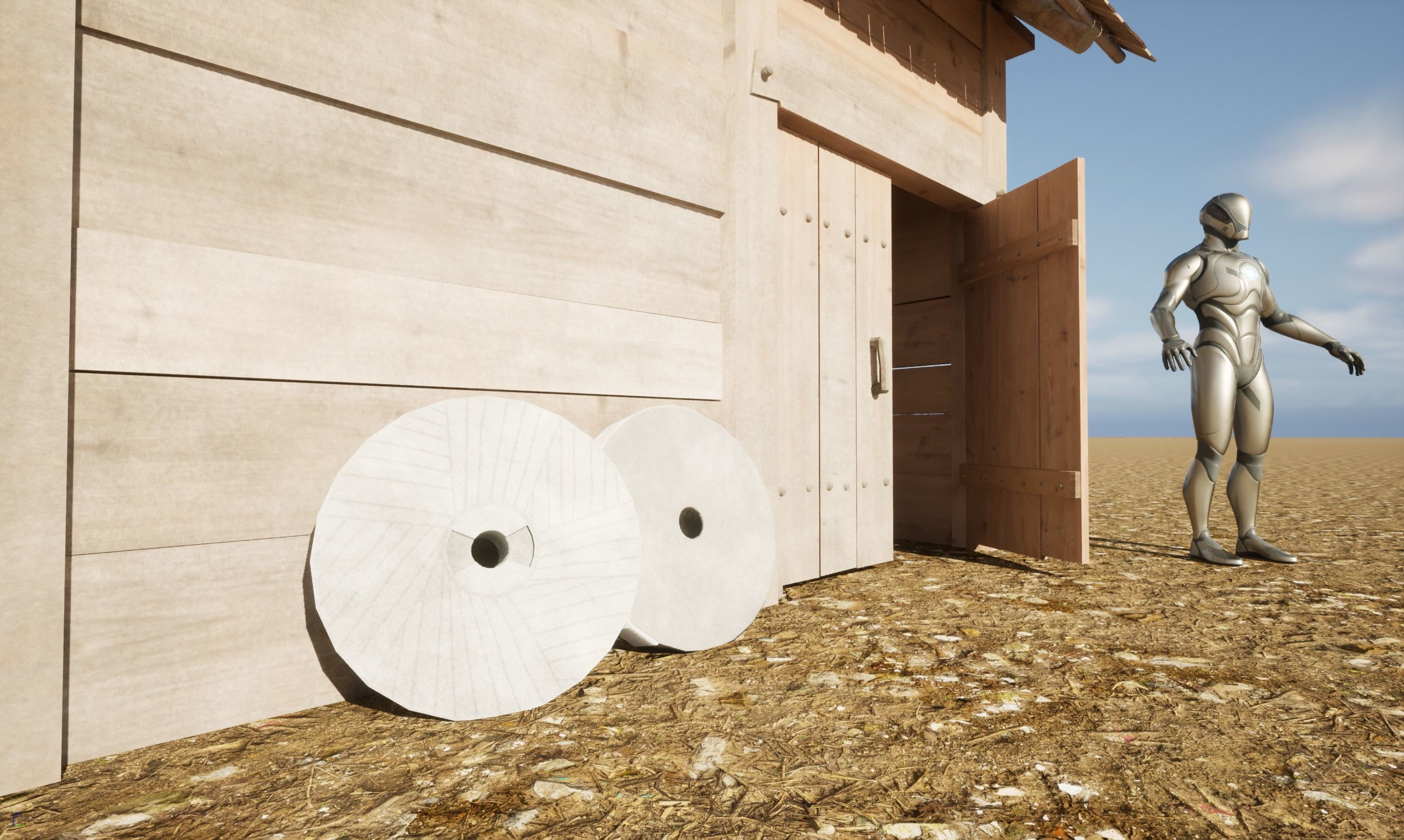 Enterable small early medieval watermill Low-poly 3D model_38