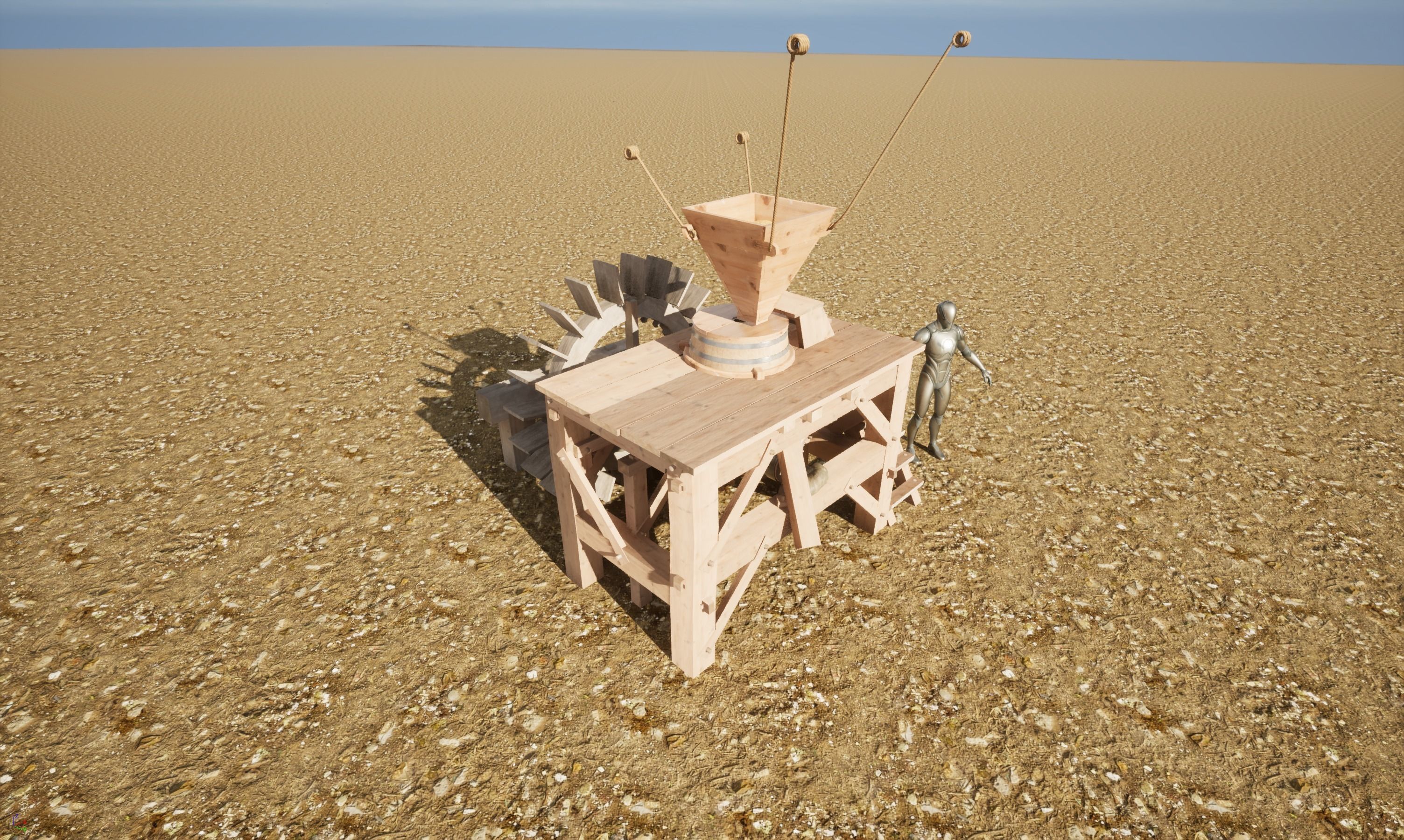 Enterable small early medieval watermill Low-poly 3D model_41