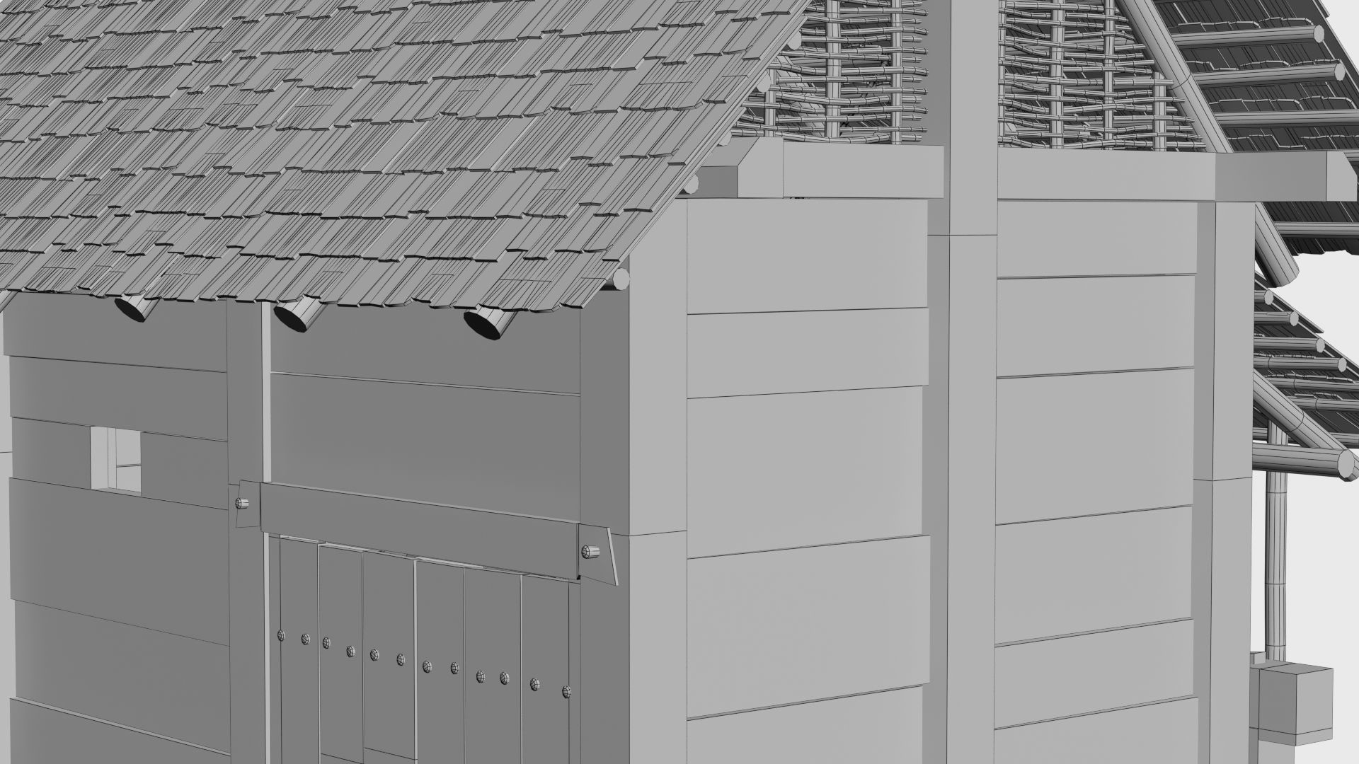 Enterable small early medieval watermill Low-poly 3D model_50