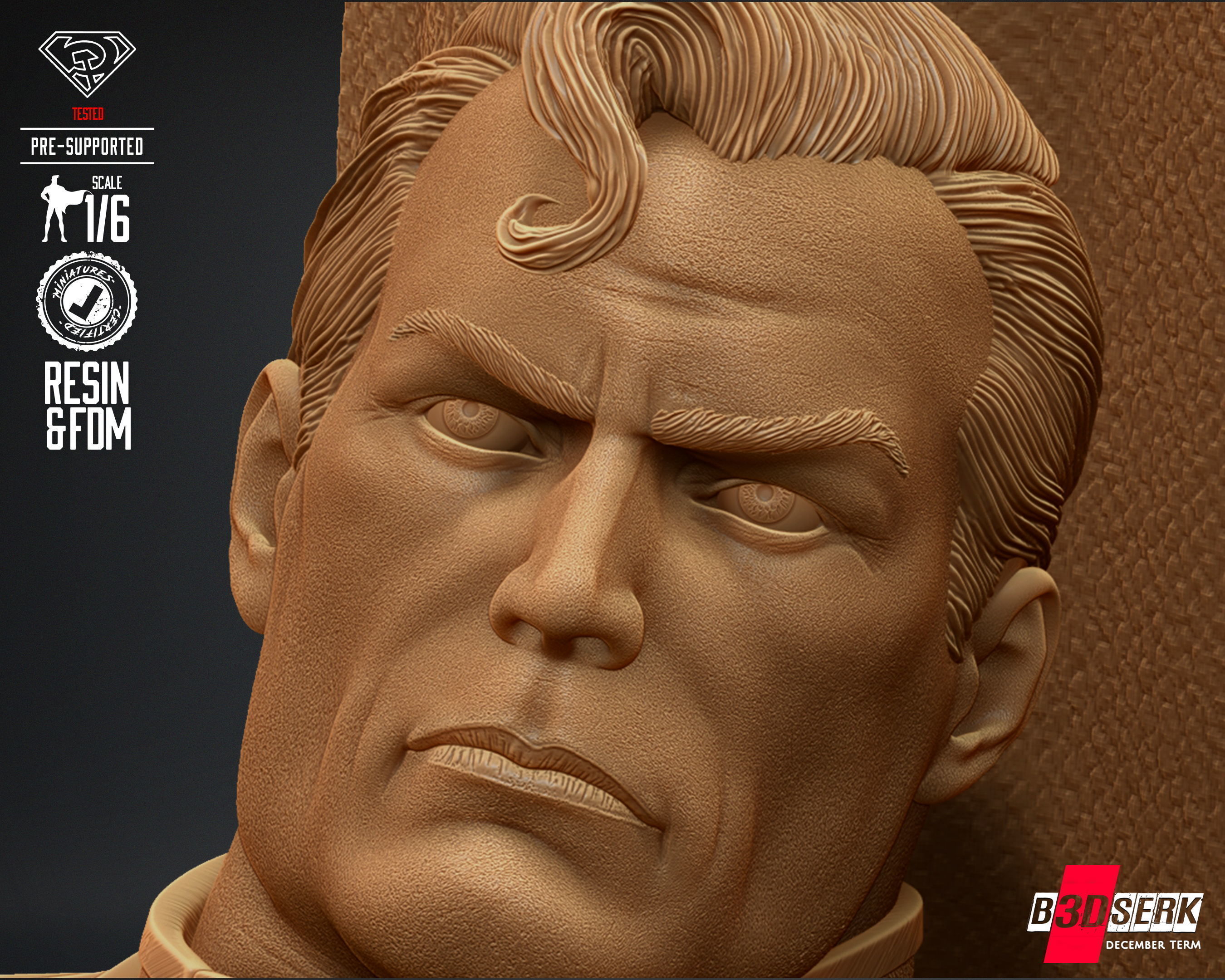 B3DSERK Superman Red Son Sculpture Tested for 3D printing 3D print model_84