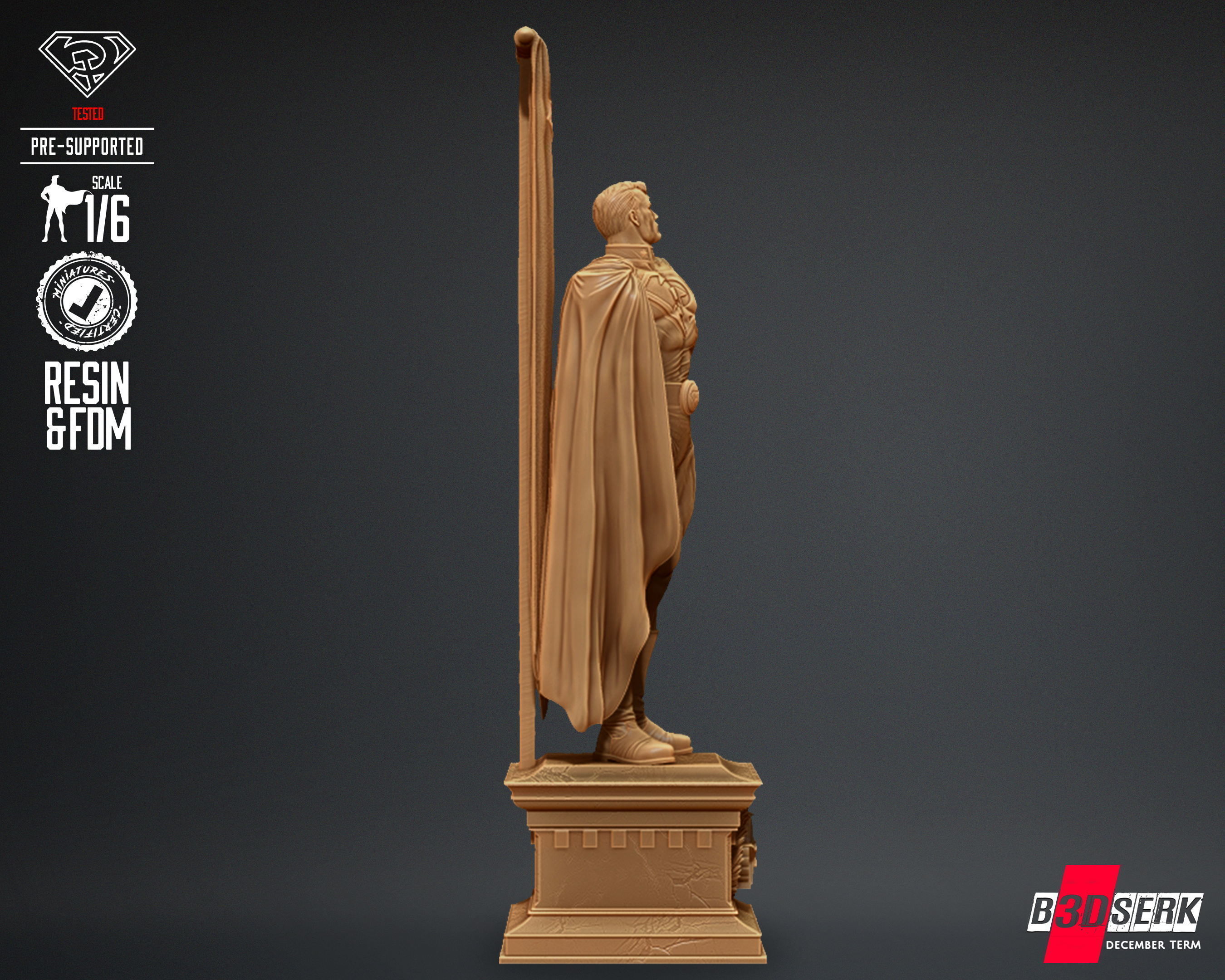 B3DSERK Superman Red Son Sculpture Tested for 3D printing 3D print model_16