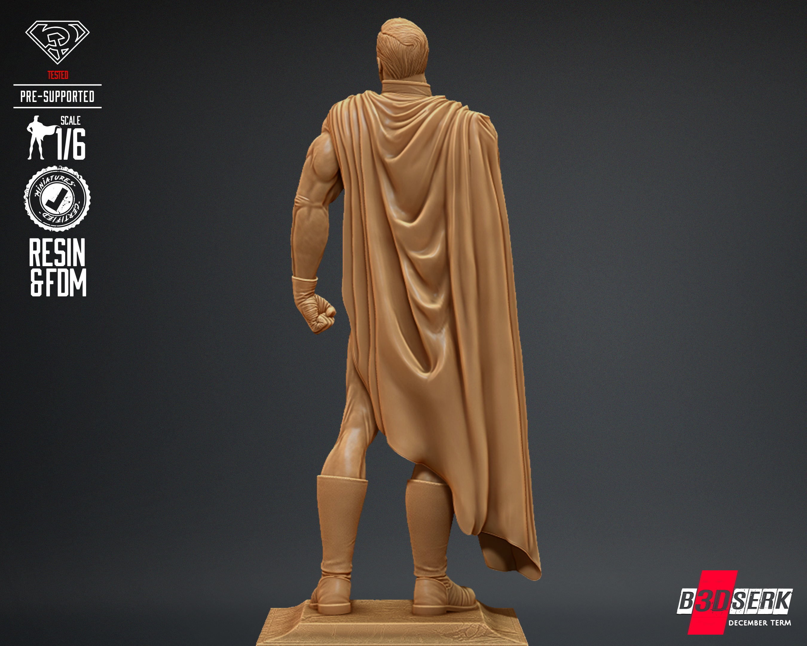 B3DSERK Superman Red Son Sculpture Tested for 3D printing 3D print model_29