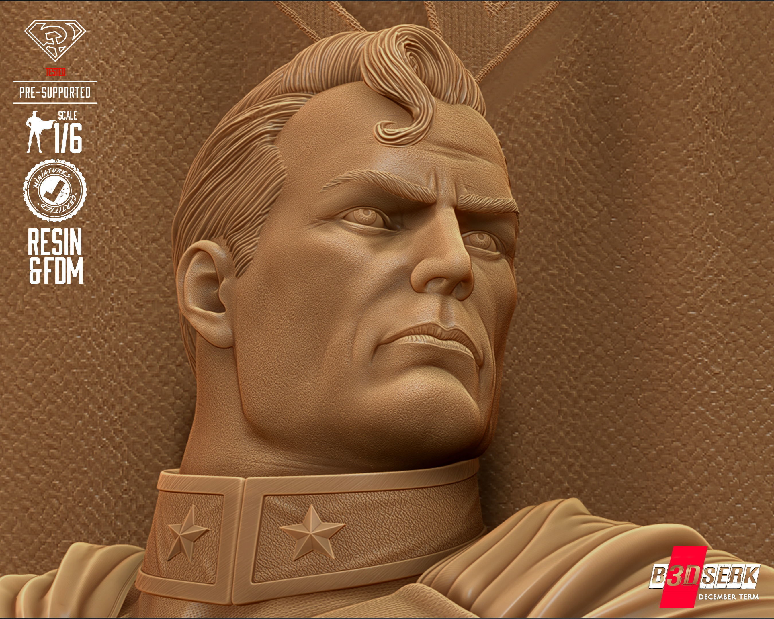 B3DSERK Superman Red Son Sculpture Tested for 3D printing 3D print model_75