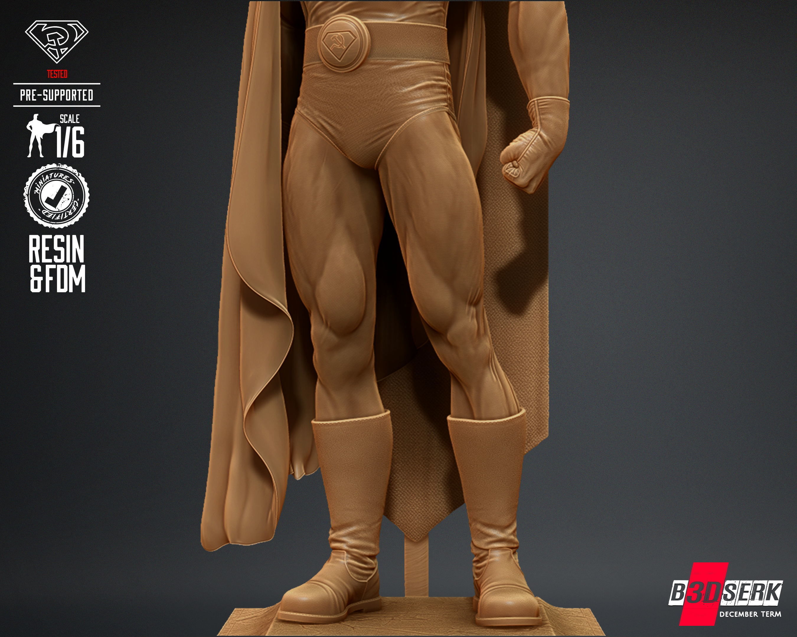 B3DSERK Superman Red Son Sculpture Tested for 3D printing 3D print model_47