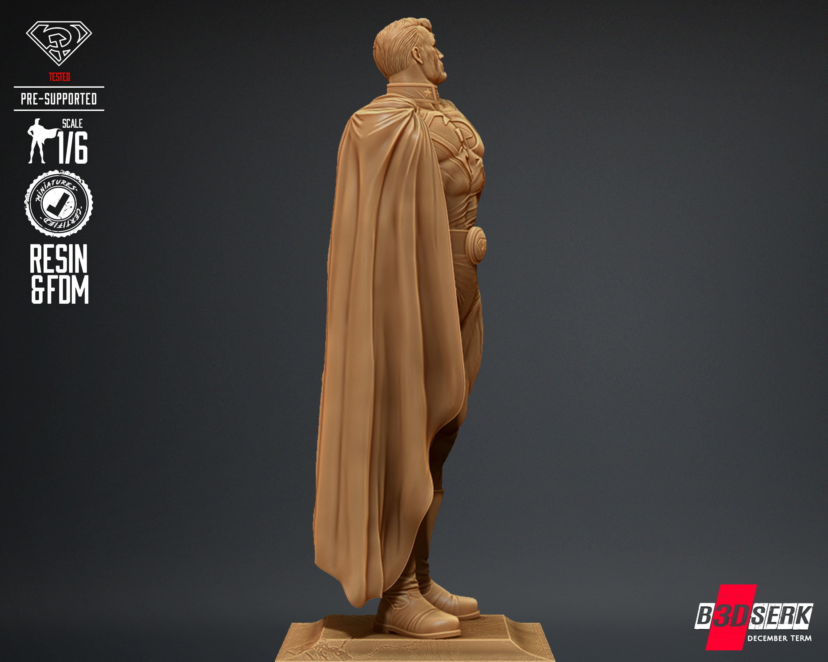 B3DSERK Superman Red Son Sculpture Tested for 3D printing 3D print model_31