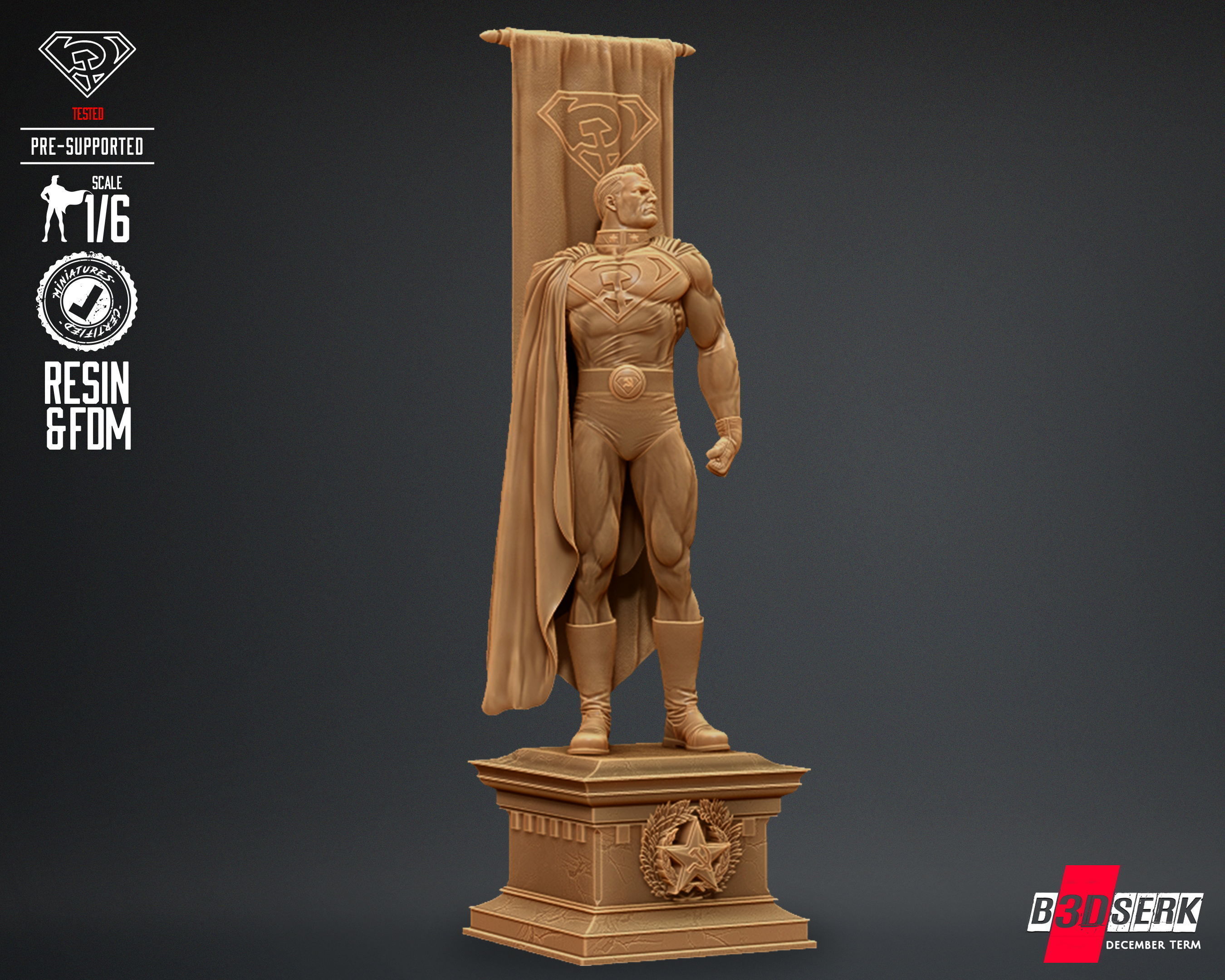 B3DSERK Superman Red Son Sculpture Tested for 3D printing 3D print model_19