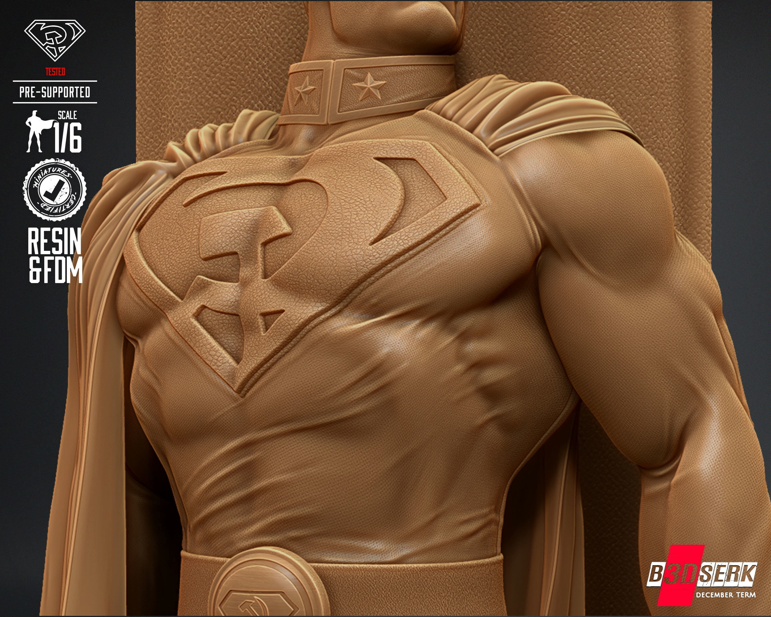 B3DSERK Superman Red Son Sculpture Tested for 3D printing 3D print model_68