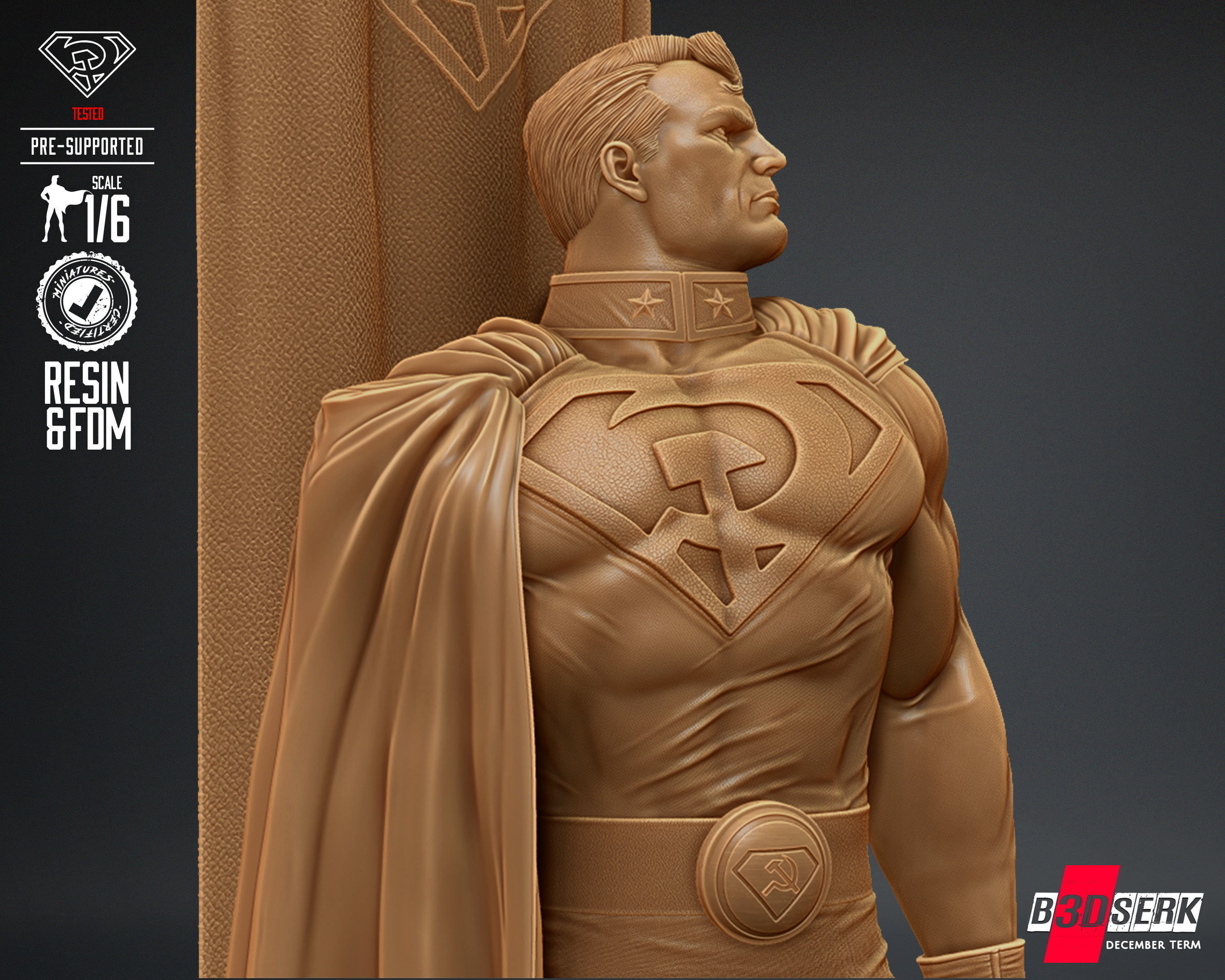 B3DSERK Superman Red Son Sculpture Tested for 3D printing 3D print model_42