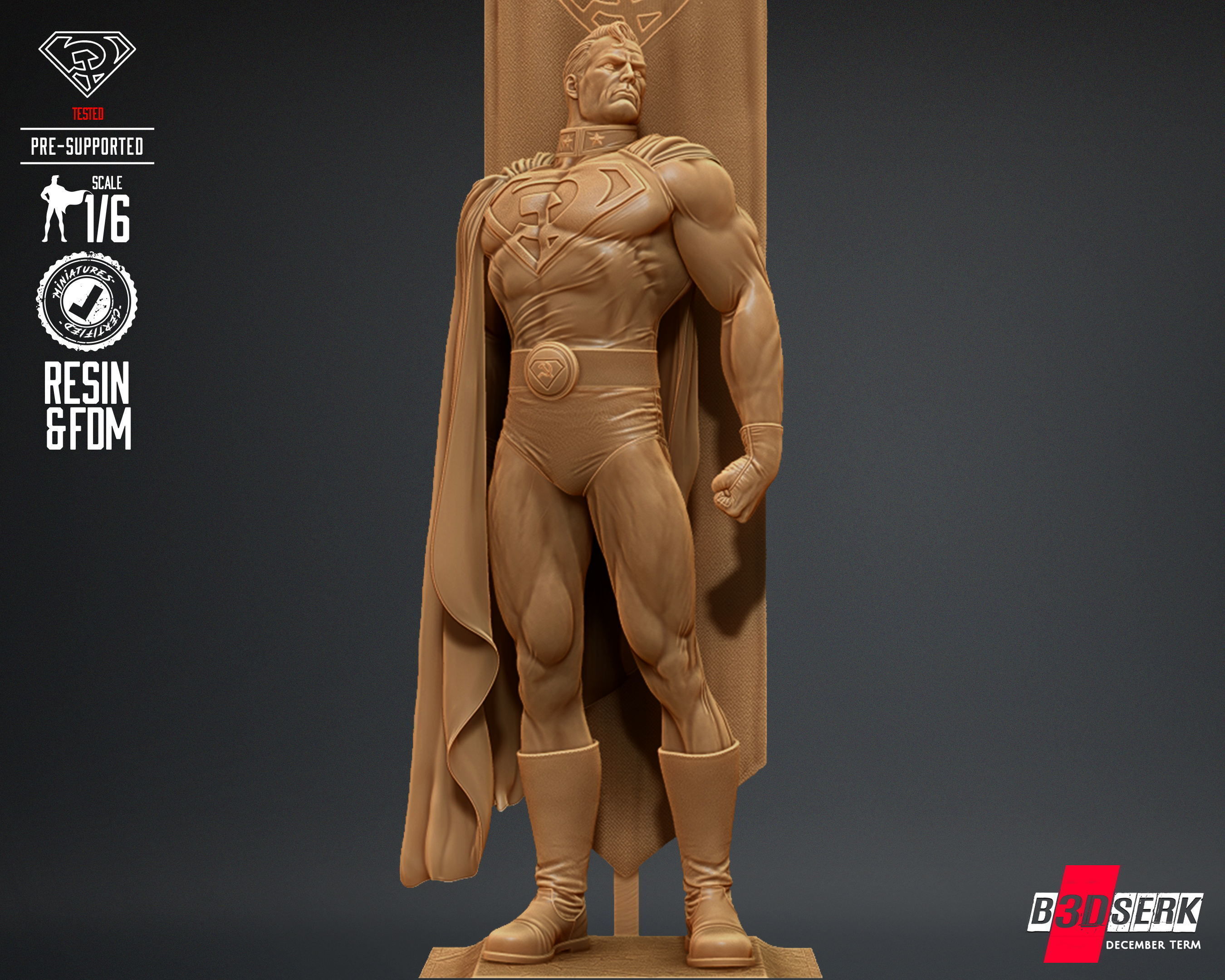B3DSERK Superman Red Son Sculpture Tested for 3D printing 3D print model_22