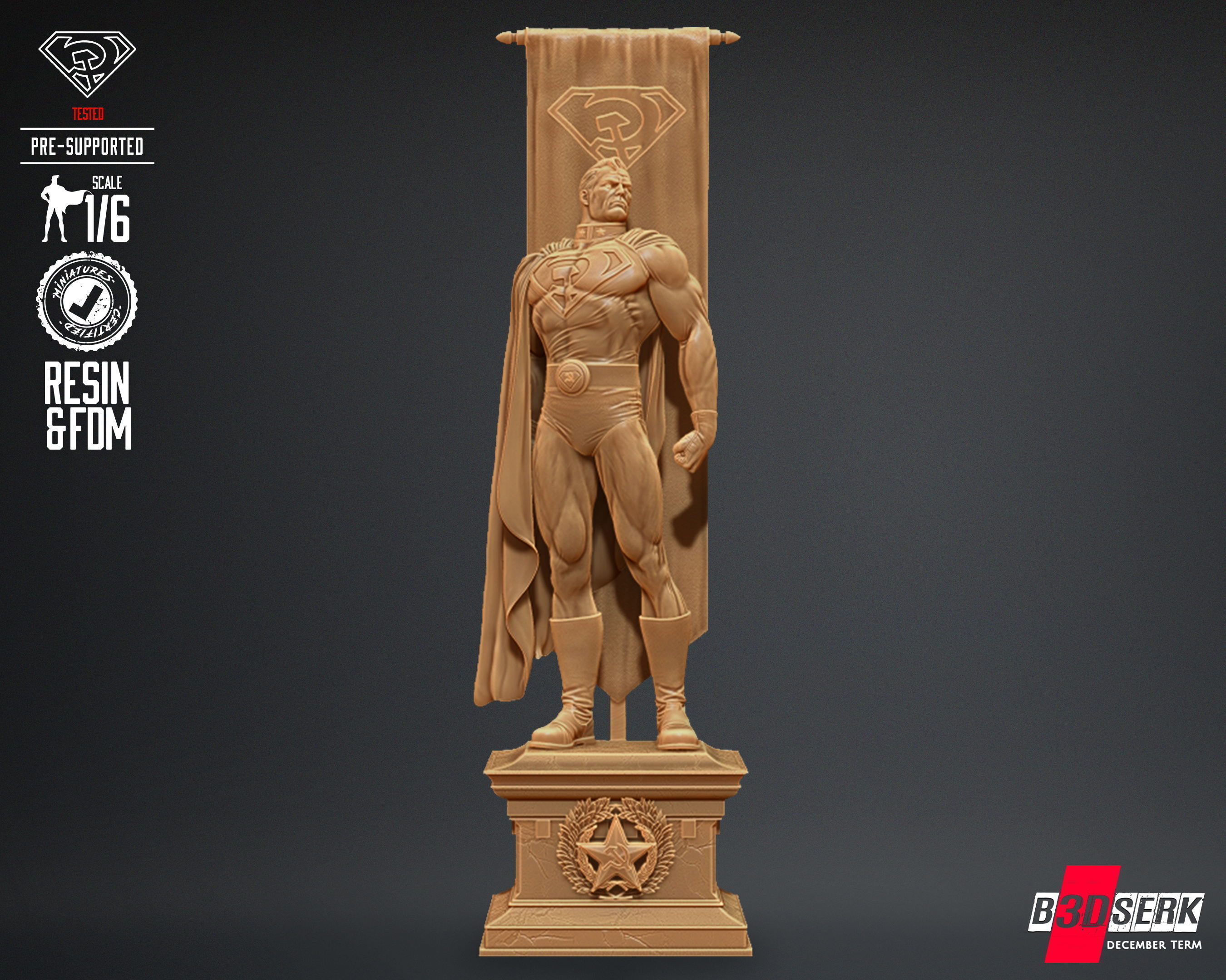 B3DSERK Superman Red Son Sculpture Tested for 3D printing 3D print model_3