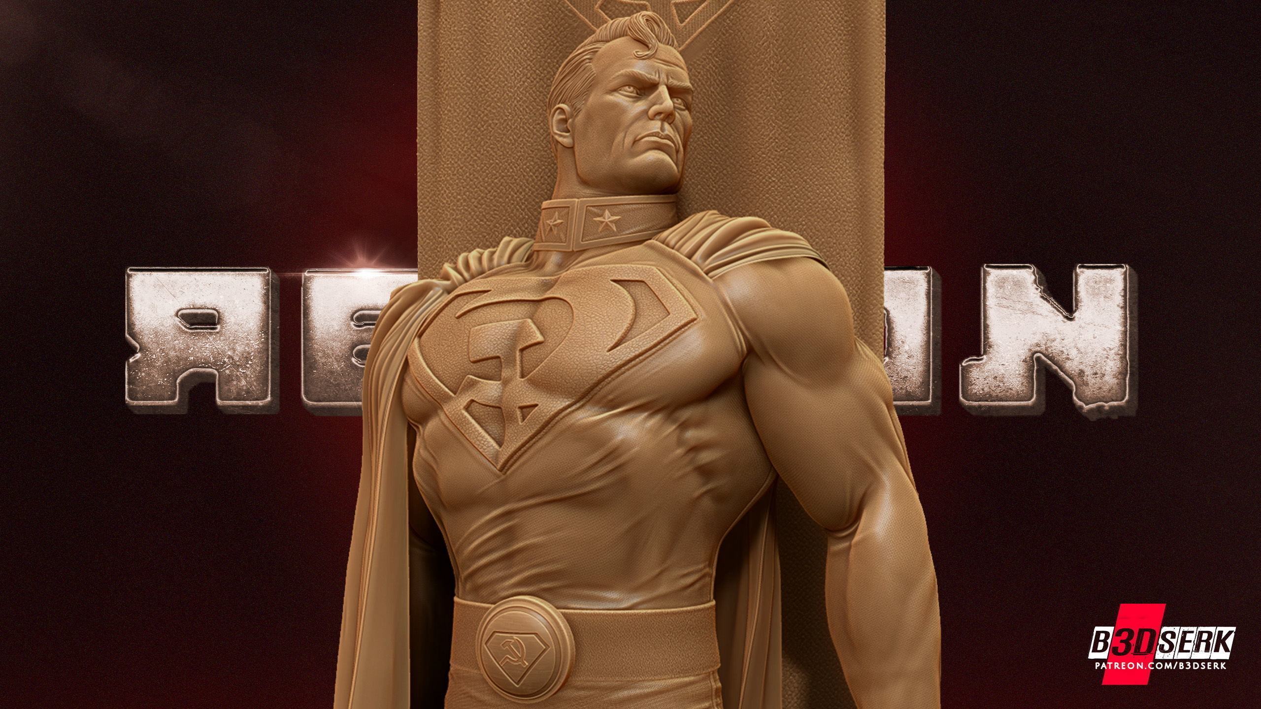B3DSERK Superman Red Son Sculpture Tested for 3D printing 3D print model_1