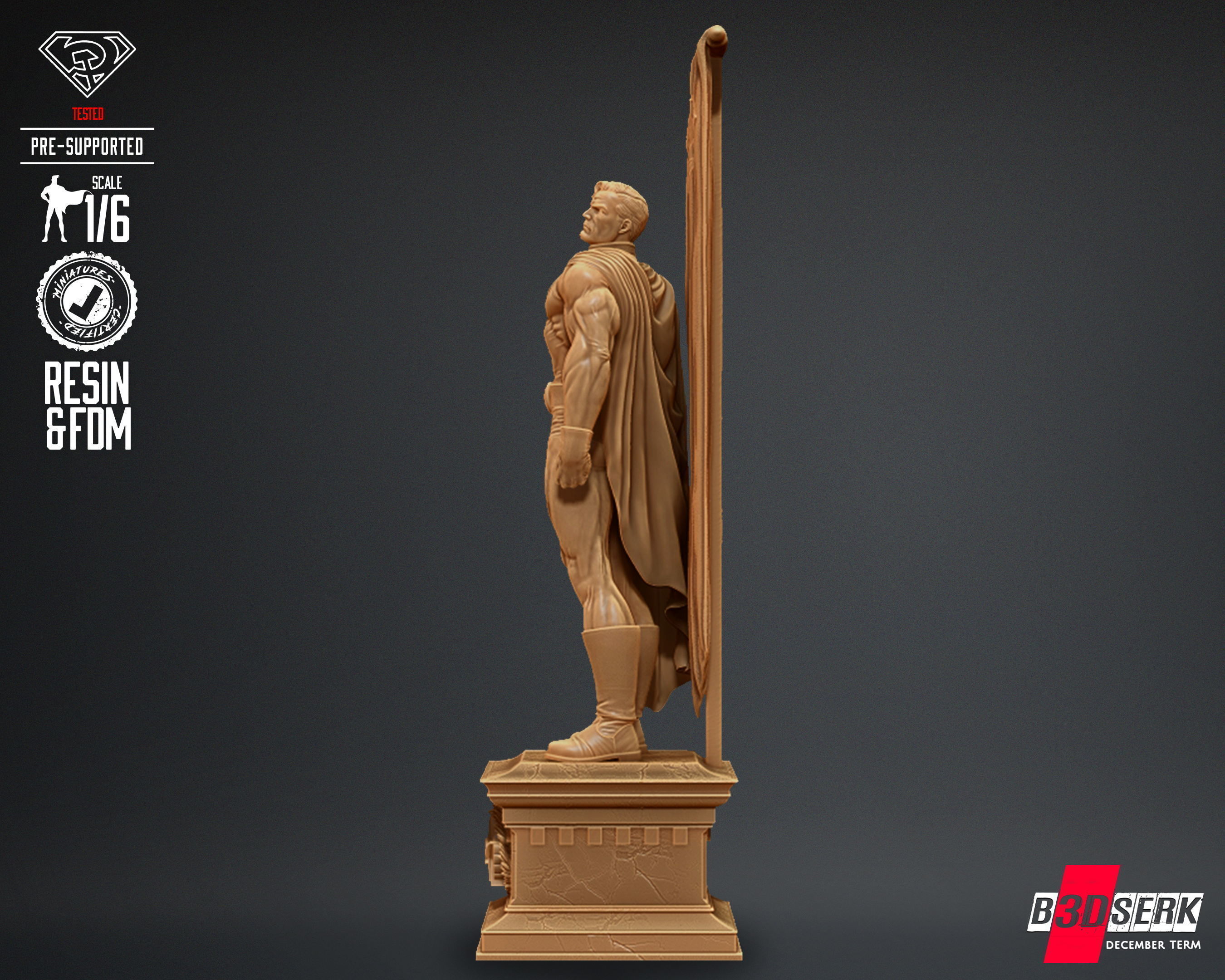 B3DSERK Superman Red Son Sculpture Tested for 3D printing 3D print model_11