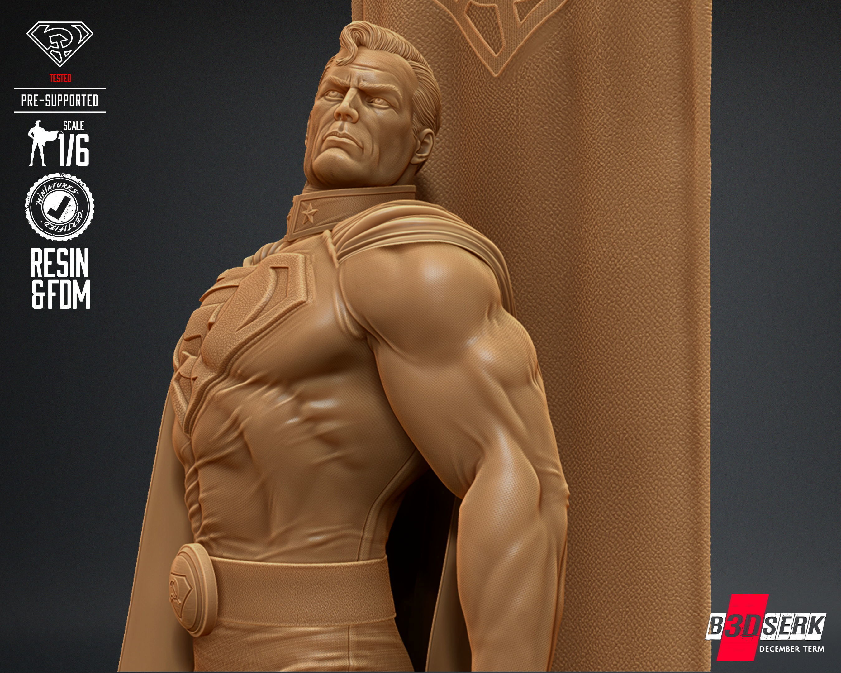 B3DSERK Superman Red Son Sculpture Tested for 3D printing 3D print model_41