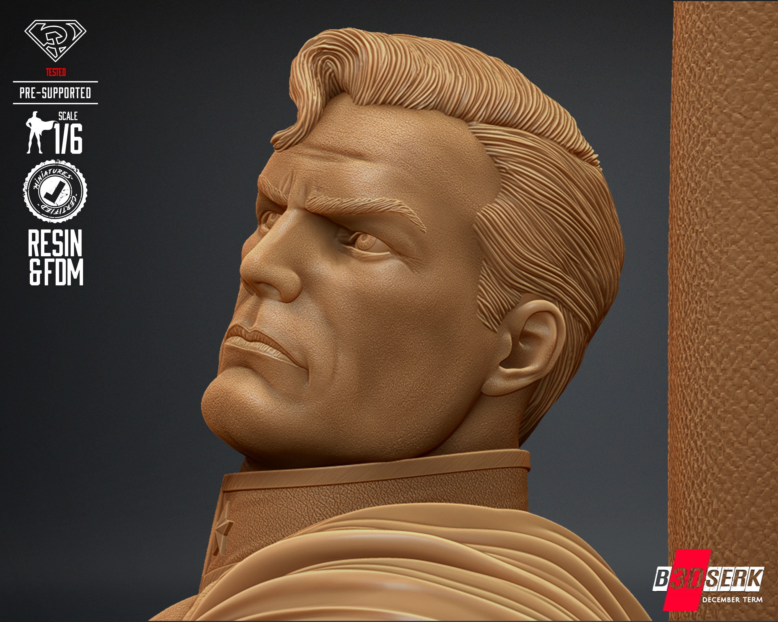 B3DSERK Superman Red Son Sculpture Tested for 3D printing 3D print model_81