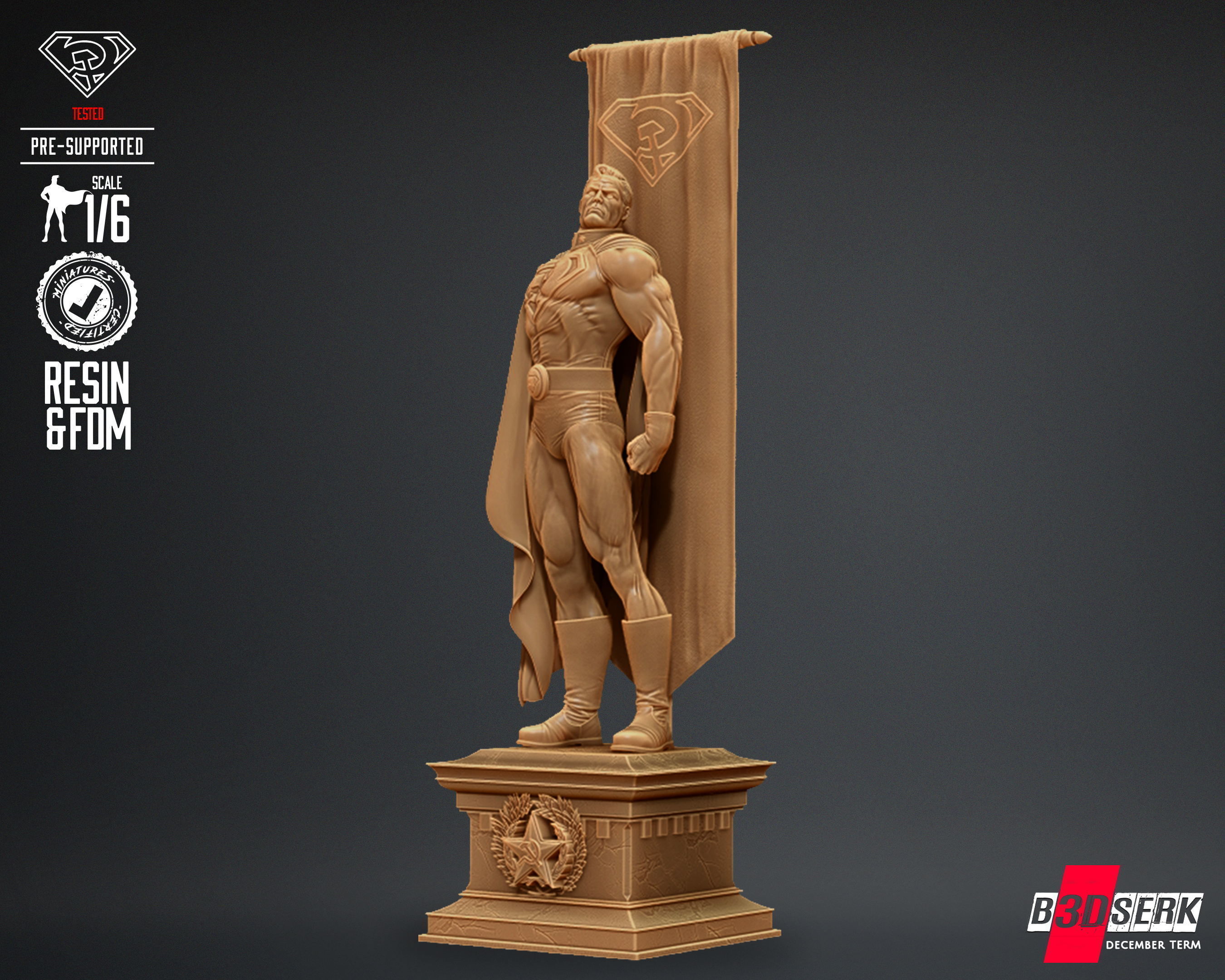 B3DSERK Superman Red Son Sculpture Tested for 3D printing 3D print model_8