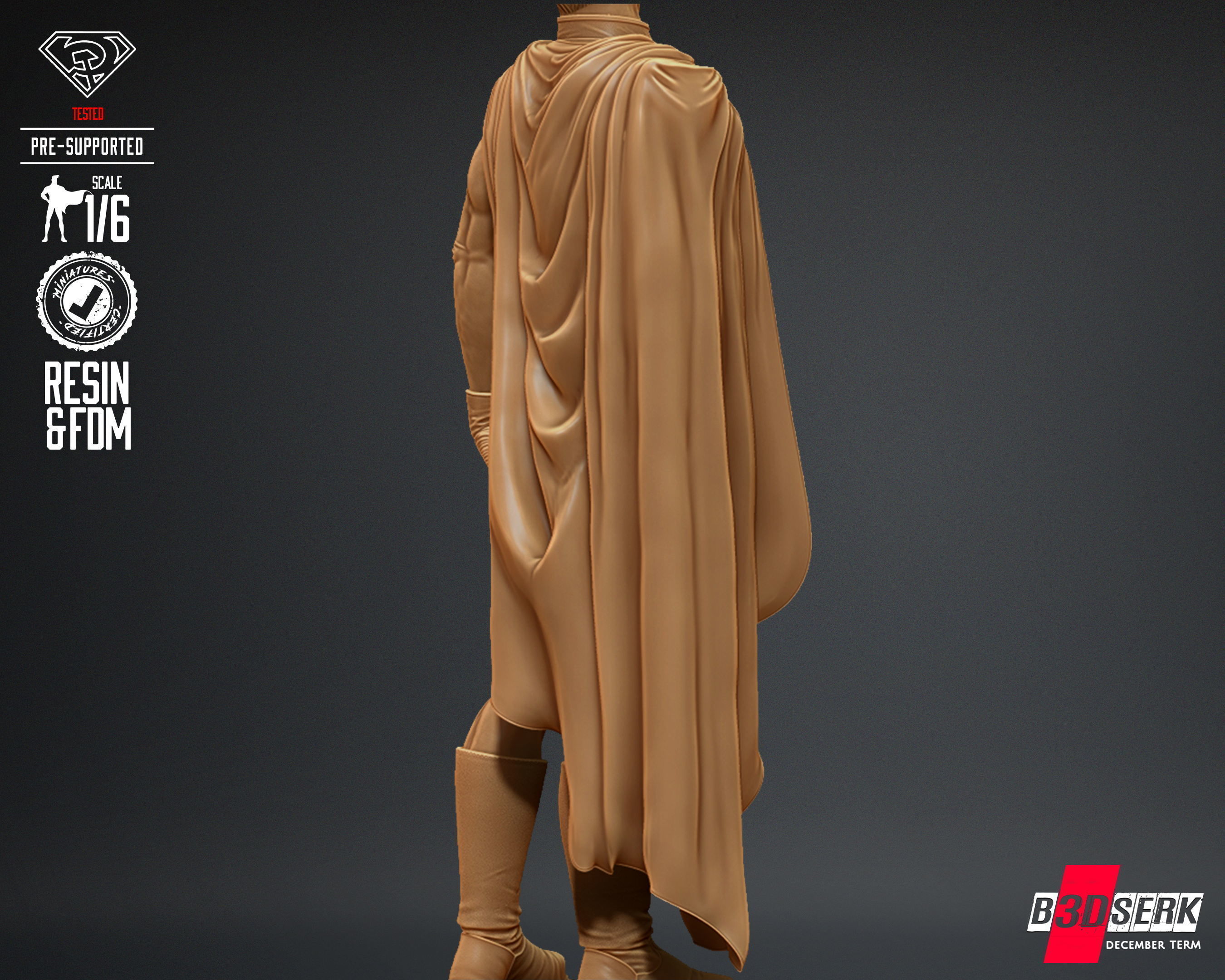 B3DSERK Superman Red Son Sculpture Tested for 3D printing 3D print model_33