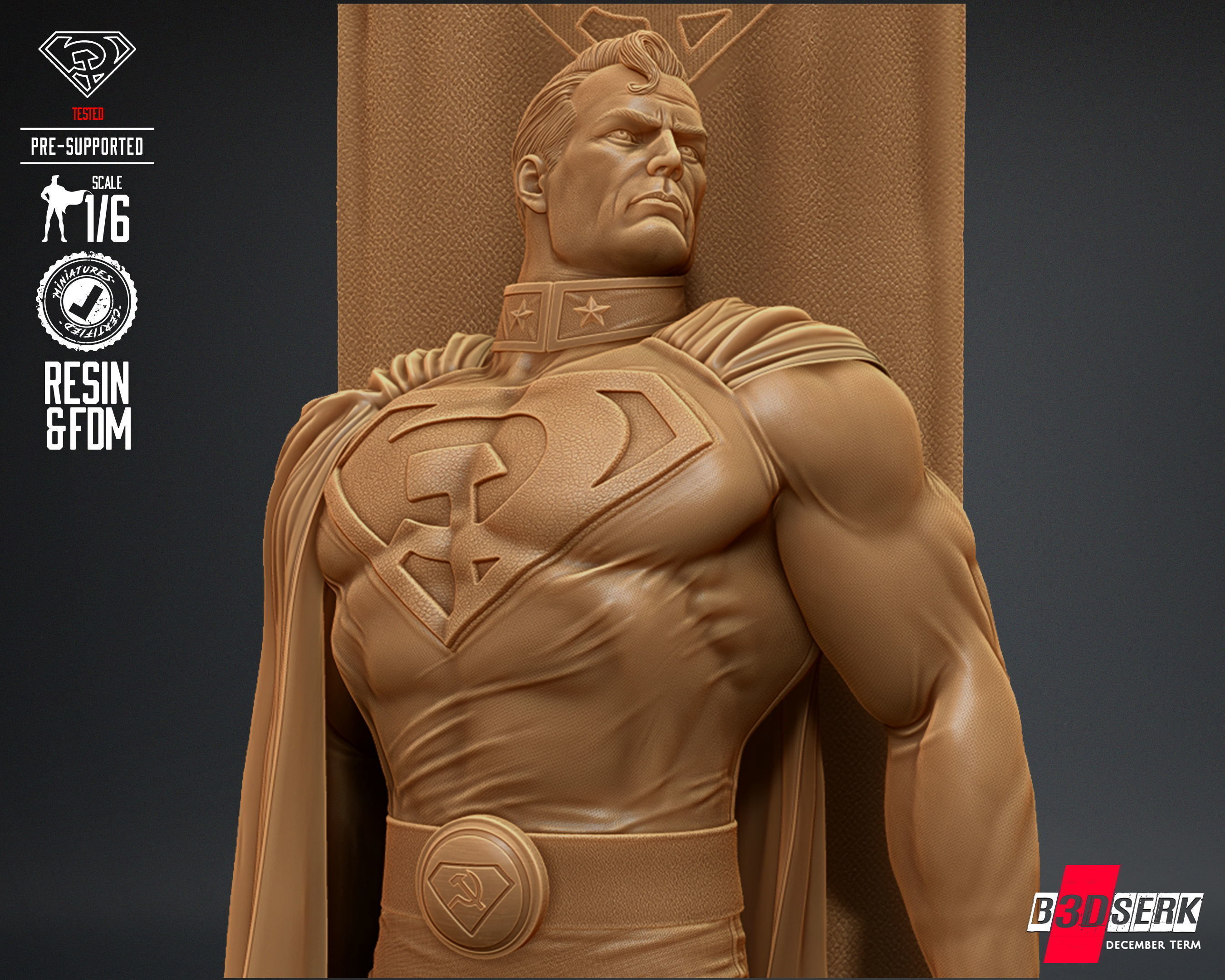 B3DSERK Superman Red Son Sculpture Tested for 3D printing 3D print model_37
