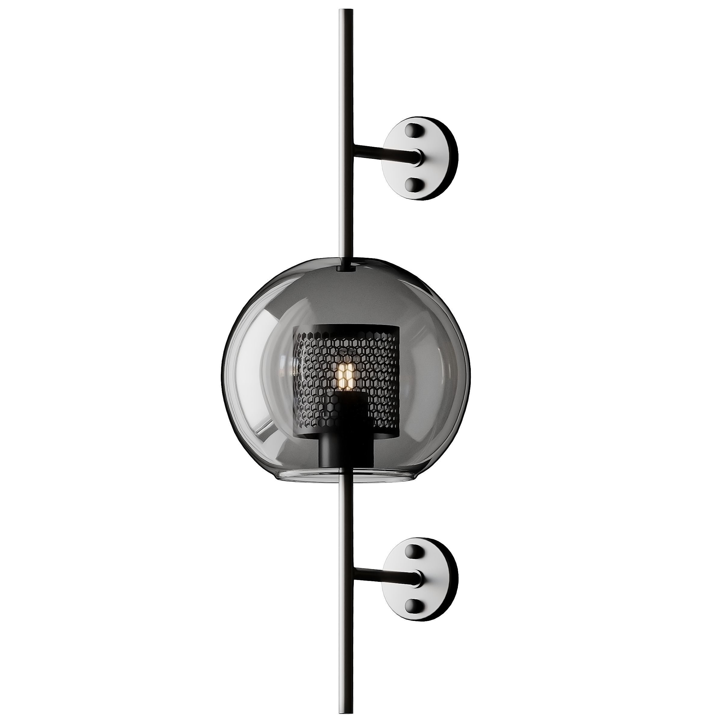 Modern 1 Light Globe Glass Wall Sconce 3D model_1