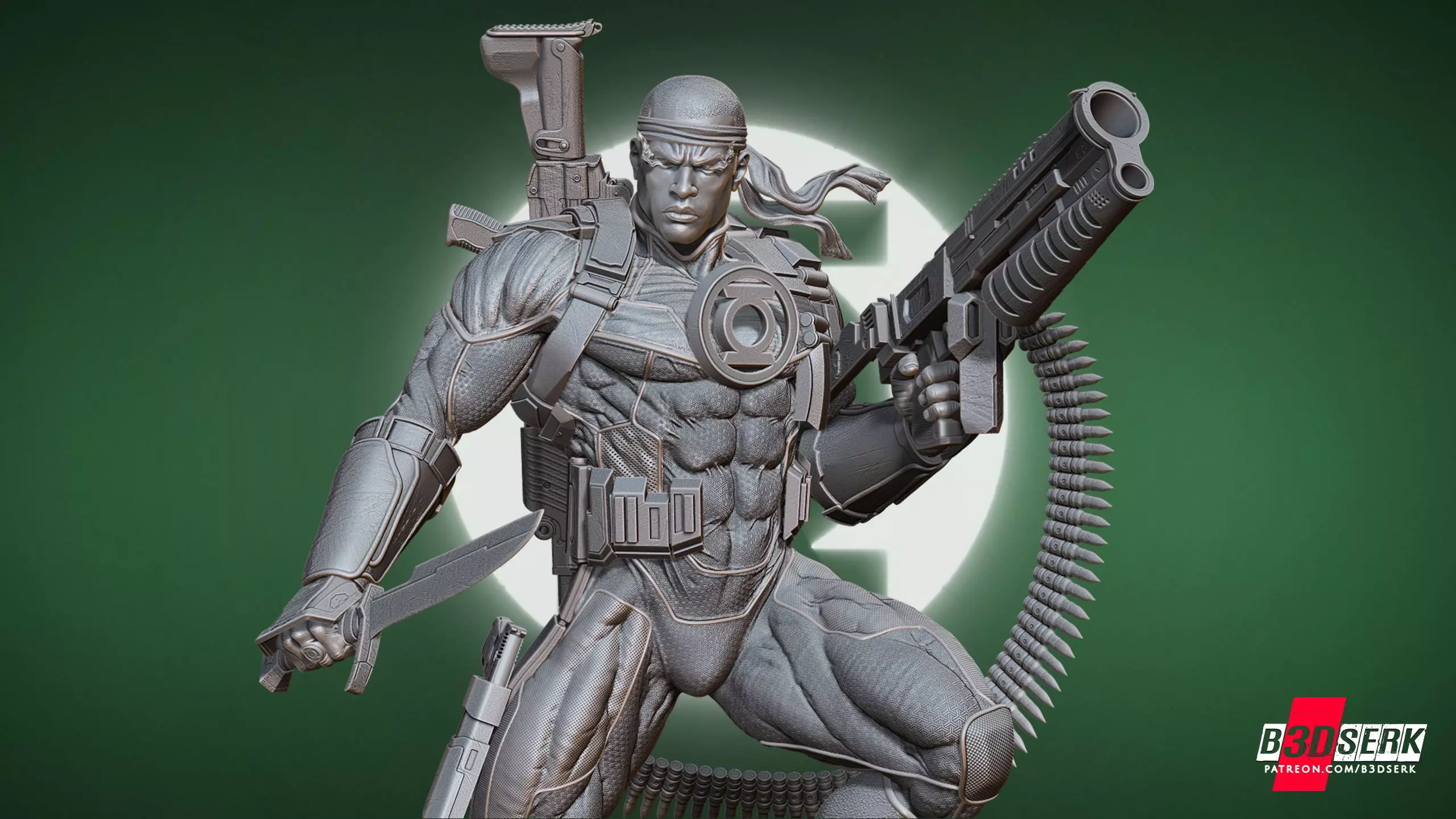 B3DSERK Green Lantern Jhon Stewart Tested for 3D printing 3D print model