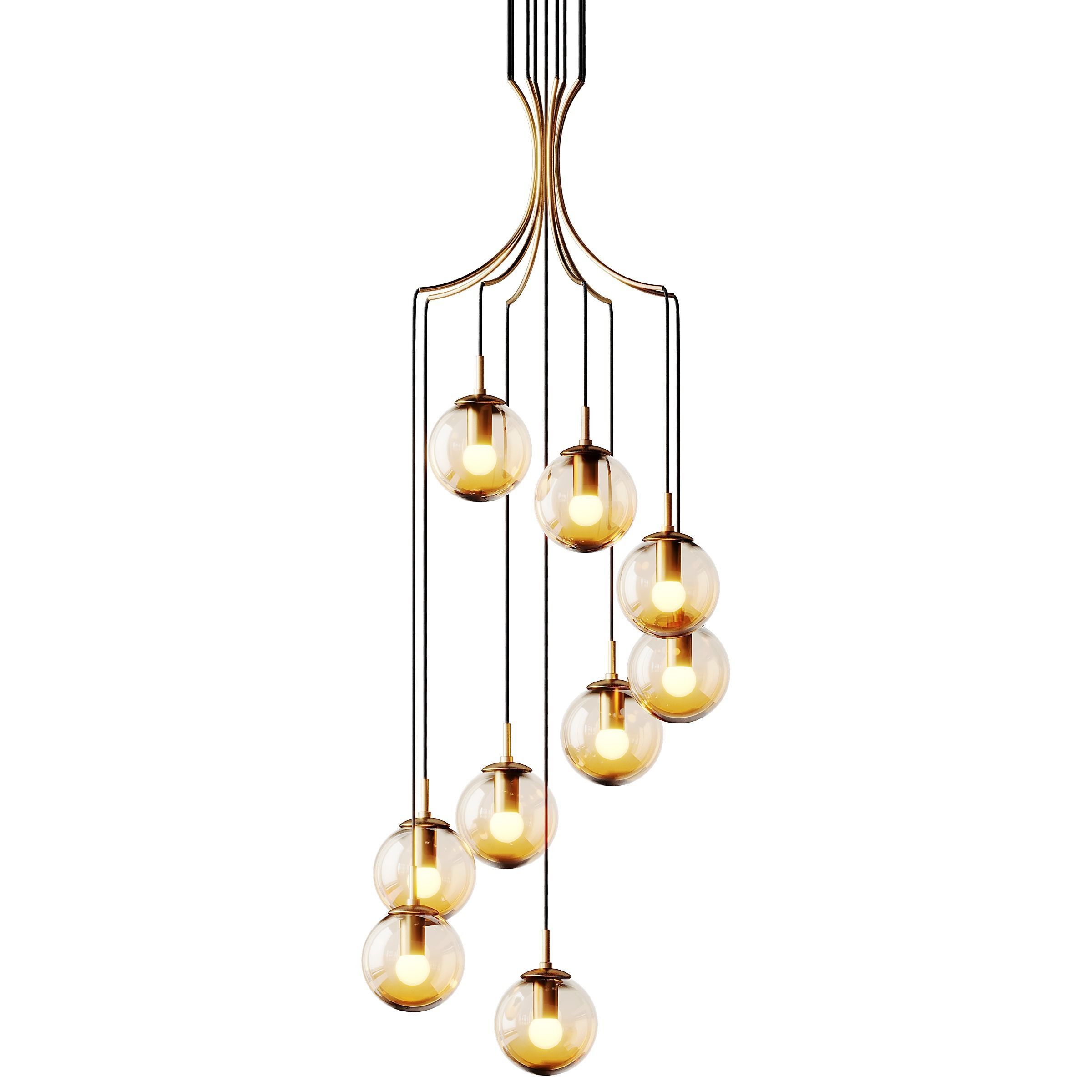 Postmodern Cognac Glass Ball Pendant Lighting 3D model_3