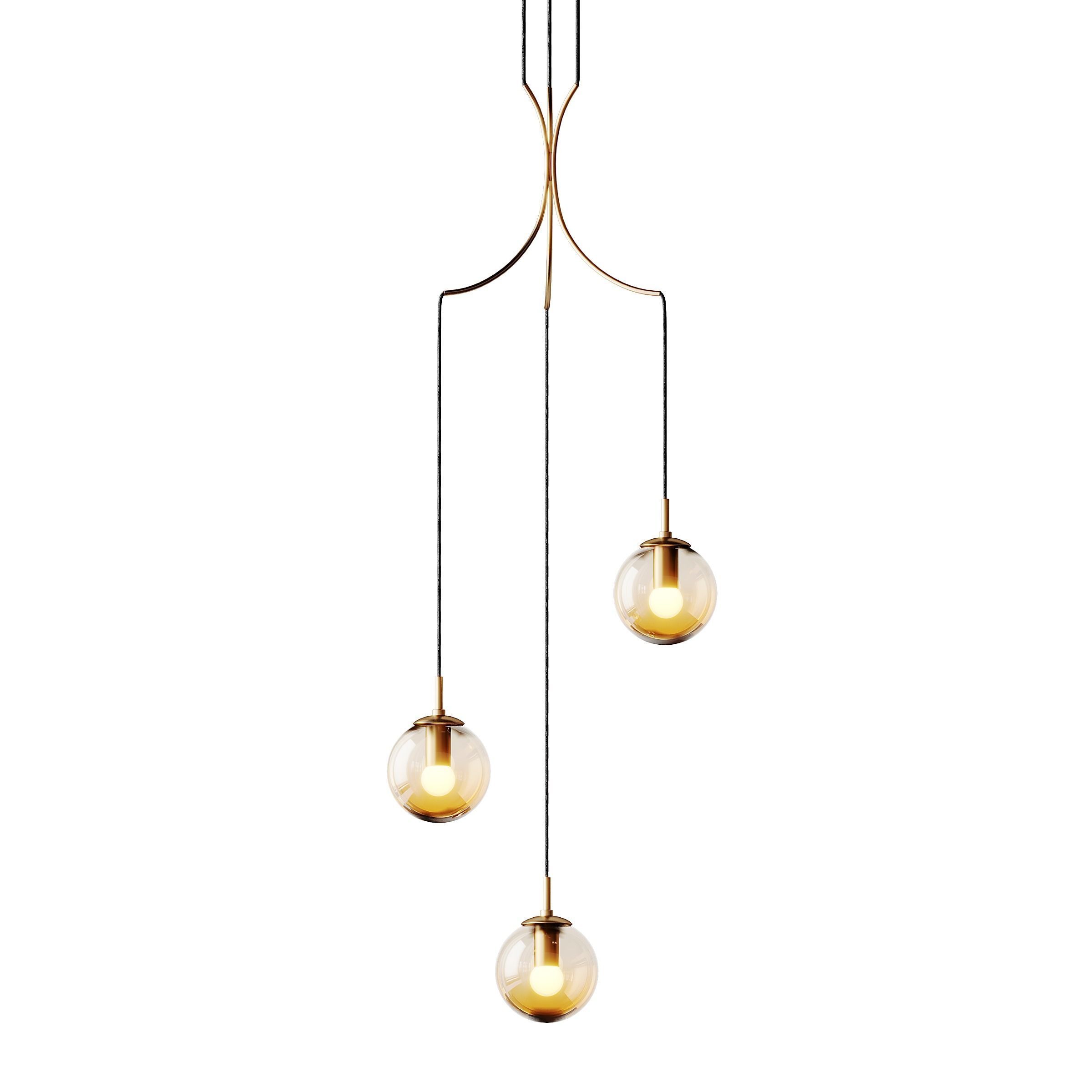 Postmodern Cognac Glass Ball Pendant Lighting 3D model_1
